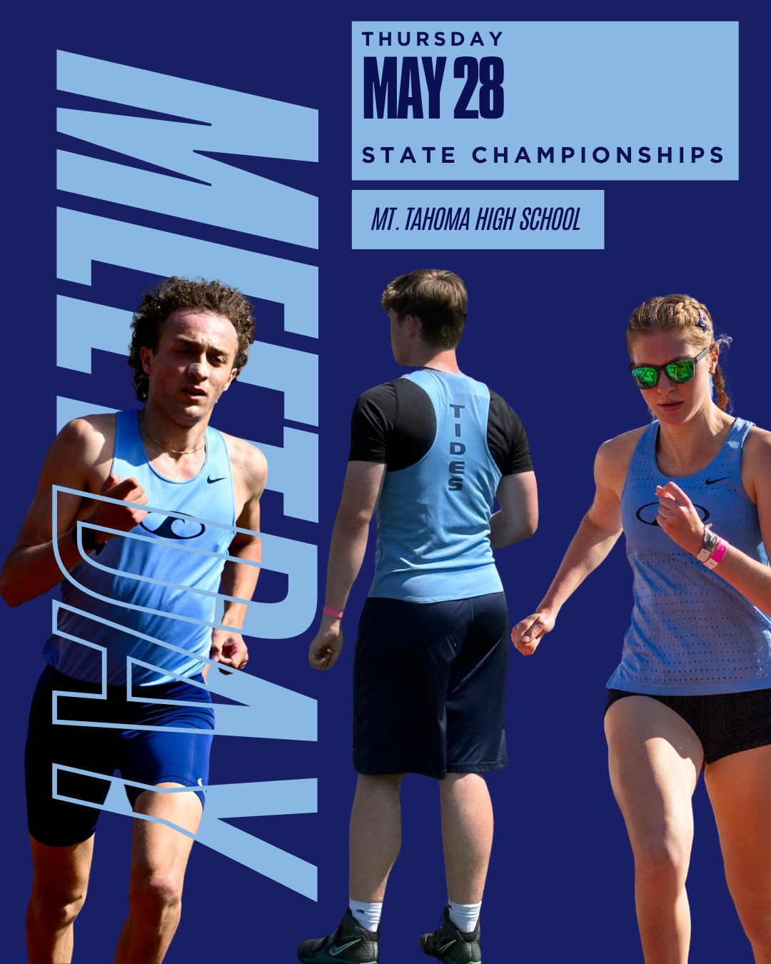 DAY ONE of the WIAA State Championships begins at Mt. Tahoma this afternoon.
First event for the Tides will be at 2:35pm.
Come and support your Tides Track and Field athletes! Check back for live results.