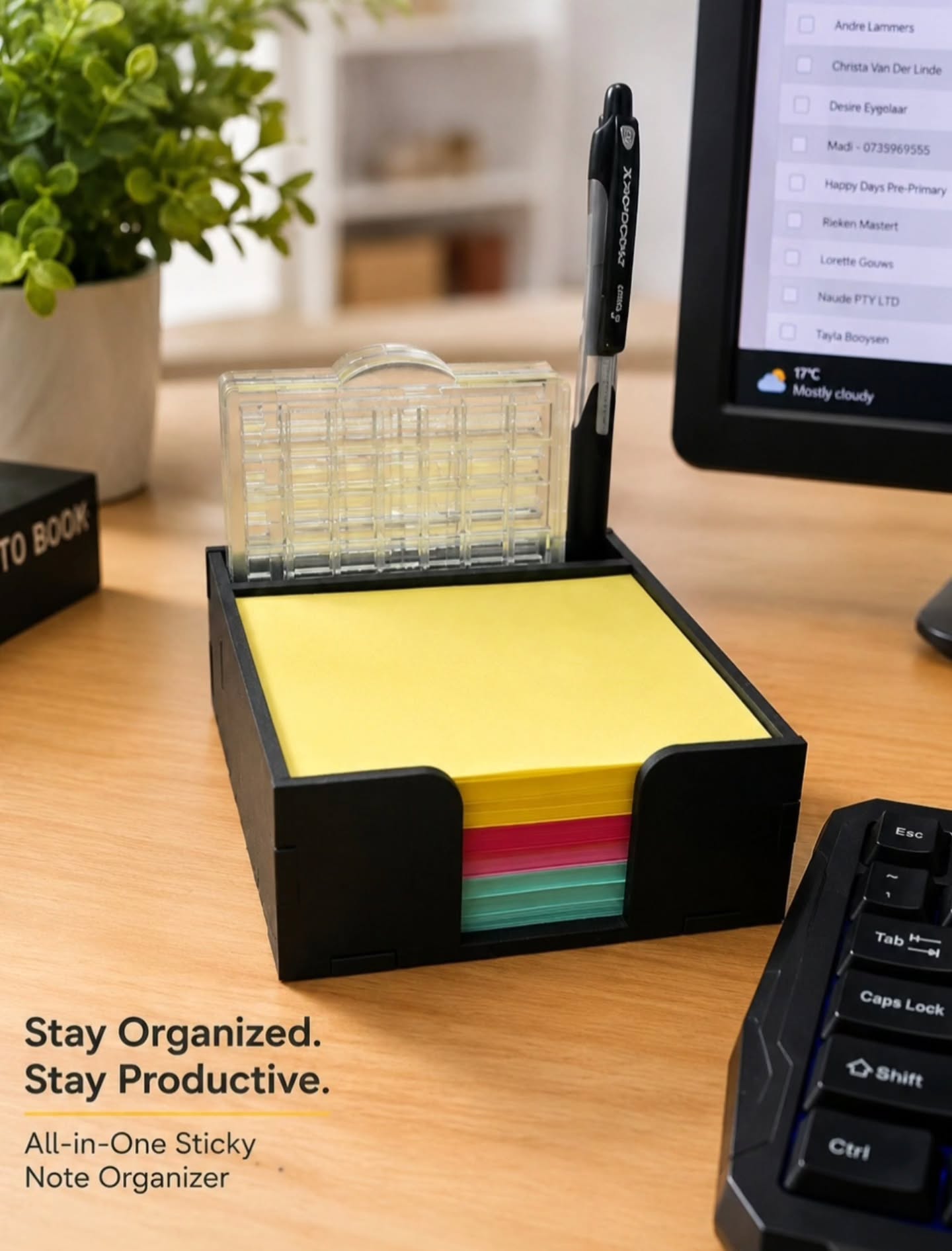 Desk clutter, but make it aesthetic ✨
Our all-in-one sticky note organizer keeps your notes, checklist stencil & pen neatly in one place — perfect for offices, studios, teachers, reception desks & work-from-home setups 🖤
✔ Compact design
✔ Easy access sticky notes
✔ Reusable checklist stencil
✔ Sleek modern look
Because staying organized should look this good 😉