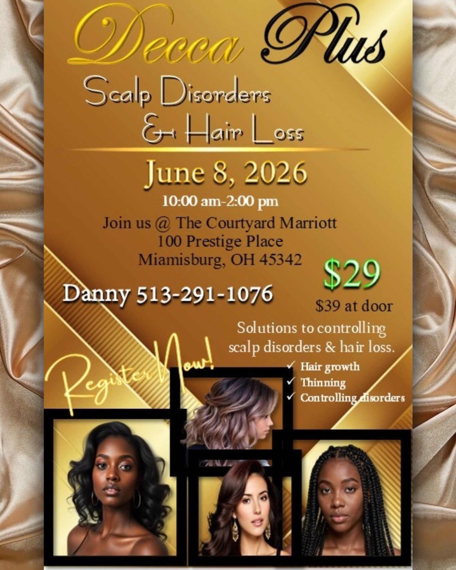 ‼️ Licensed hair professionals of Dayton Ohio! Mark your calendars for this event! Join Decca Plus as we take a close look at the scalp, addressing hair loss and scalp disorders that plague our community and show you how to fight back for healthy and natural hair growth. Call Danny @ 513-291-1076 for tickets!
#deccaplus #deccaclass #scalpdisorders #hairloss #deccaplusproducts