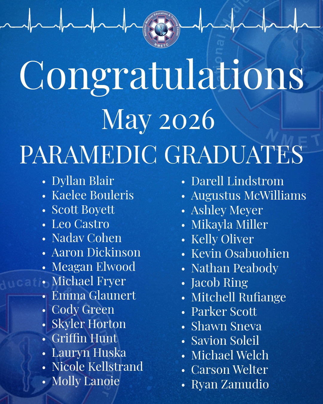 Congratulations to the May 2026 NMETC Paramedic Graduates! We wish you the best of luck!
#NMETC #FirstResponders #EMS #EmergencyMedicalServices