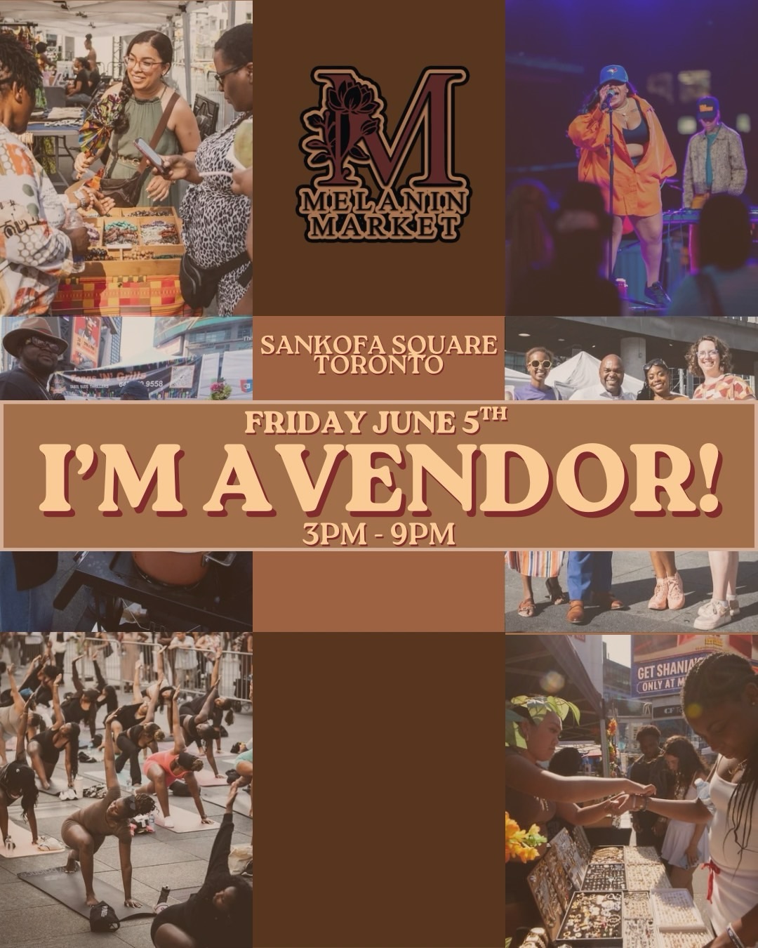 Hey cuties! 😄💖 Guess what?
✨I’m a vendor at Melanin Market on Friday, June 5th!✨
Catch me outside at Sankofa Square (formerly Yonge & Dundas Square) in the heart of Toronto from 3pm–9pm!
Come shop Black, support local, and vibe with some of the dopest entrepreneurs in the city- including ME 🤪✨💃🏽
Don’t miss out! 😙🙌🏽