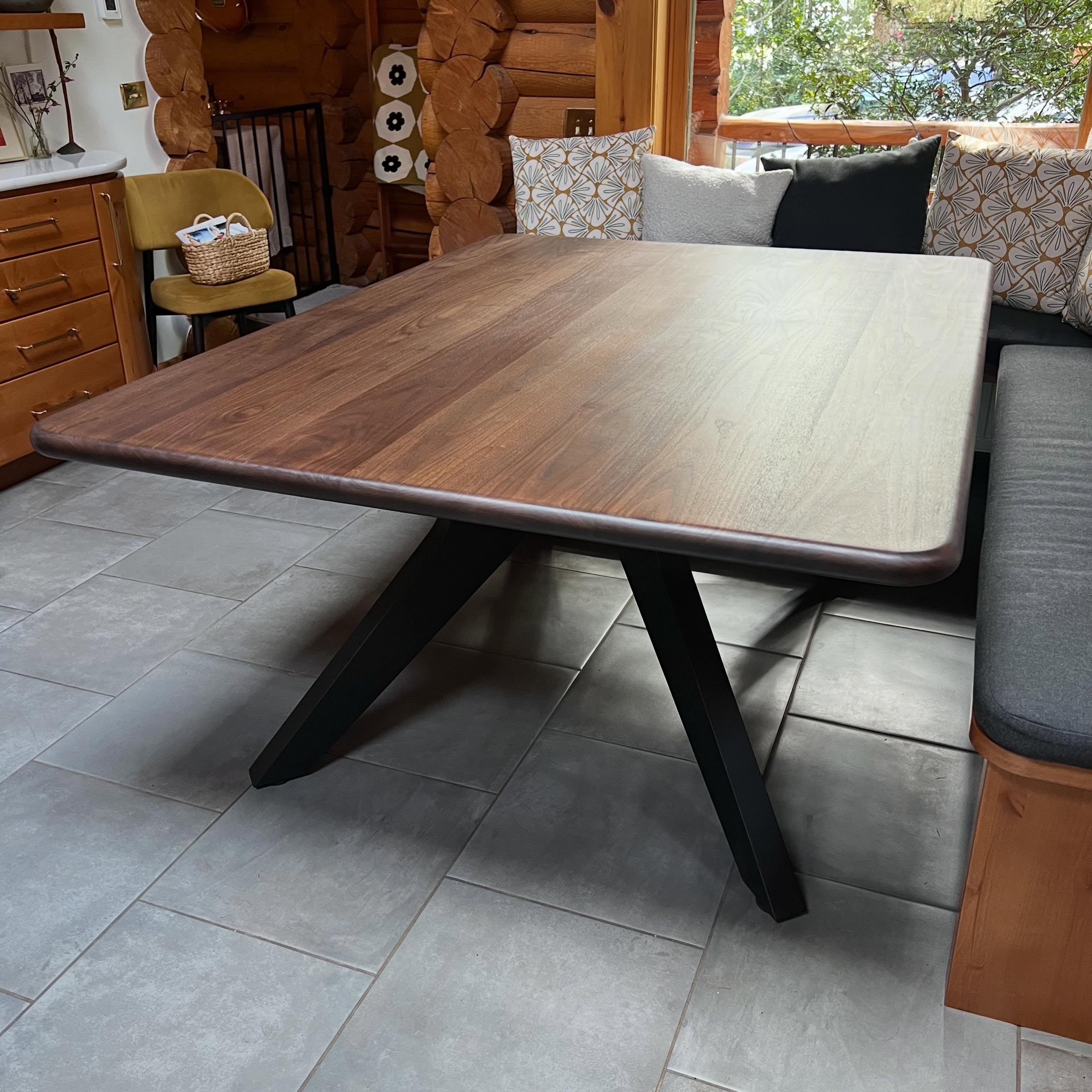 Large walnut dining table with ebony finish delivered!🤤
