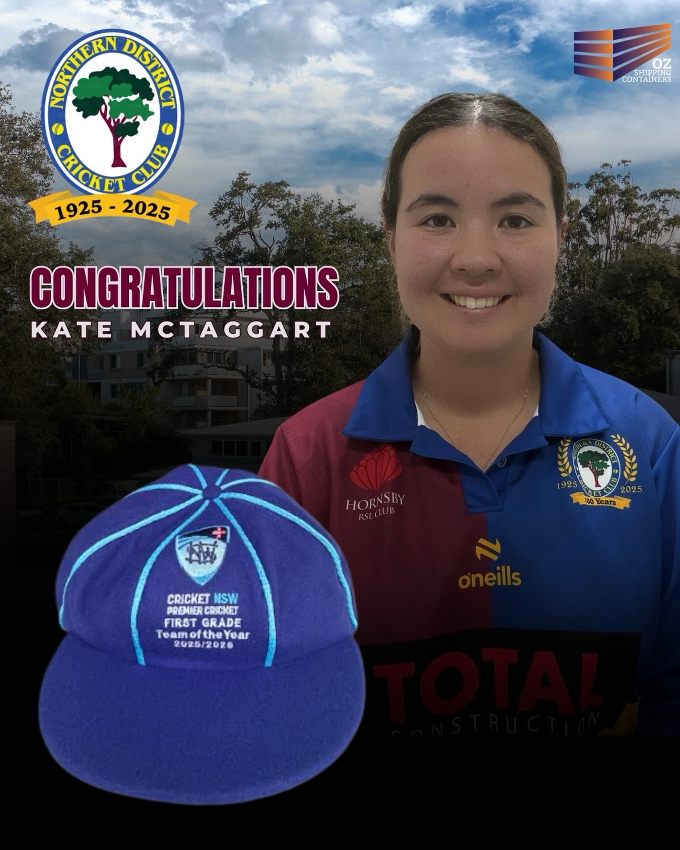 A special congratulations to our Women’s First Grade Captain, Kate McTaggart, who was named in the First Grade Team of the Year at the Cricket New South Wales Awards.
Featuring Kate’s merit team cap, this recognition follows an outstanding season and reflects Kate’s consistency, leadership and contribution to the NDs women’s program.
A proud moment for Kate and for Northern District Cricket Club.
#ndcc #northerndistrictcricketclub #cricketnsw