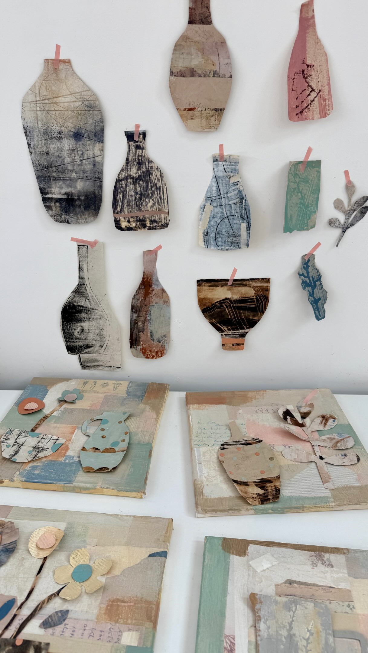 What if not knowing is actually the best part?
I call it embracing uncertainty!
I love this stage, where ideas and colours are emerging and anything feels possible.
Working in multiples fuels the imagination, and things change quickly. Right now I’m enjoying a warm studio, shadows and floral and vessel shapes, and not knowing how it will all resolve.
A buyer recently asked if a piece was planned out, and completely understood when I explained how intuitive and playful my process is.
Follow along and see what happens to these panels over the next few weeks… I’m sure there’ll be a few surprises. What’s your favourite stage if you are a creator? And if you are a collector do you like seeing the process?
Oh and don’t forget to enjoy the sunshine!