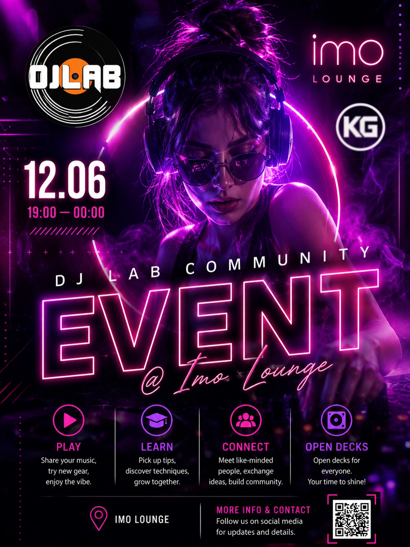 Play • Learn • Connect • Open Decks
12.06 | 19:00–00:00 @imo.lounge
🎟️ Sissepääs 5€ (sisaldab joogimünti)
Kogukonnaõhtu DJ-dele, tulevastele DJ-dele ja kõigile muusikahuvilistele ✨
Tule mängima, tutvu inimestega ja veeda õhtu kohaliku DJ kogukonnaga.
🎛️ Kohapeal Pioneer CDJ-3000 + DJM-A9
🔥 DJlab mentorid jagavad nippe ja trikke
MENTORID:
@andrew_dropwave • @officialsunnydee • @misskrissdj
🎧 Open Decks • DJlab lõpetajad ja õpilased • live vibe terve õhtu
Õhtu jooksul mängivad DJlab kooli lõpetanud ning praegused õpilased, kus igaüks saab tunnetada, kuidas on mängida publiku ees ja päris live keskkonnas.
Õhtu lõpetab kaunis ja andekas, juba lavadel laineid lööv DJlab resident @mlipp_
📩 Tahad järgmisel korral mängida? @kgmusiclabel
__________________
Play • Learn • Connect • Open Decks
12.06 | 19:00–00:00 @imo.lounge
🎟️ Entry 5€ (includes 1 drink token)
Community night for DJs, future DJs & music lovers ✨
Come play, meet people & vibe with the local DJ community.
🎛️ Pioneer CDJ-3000 + DJM-A9 on site
🔥 DJlab mentors sharing tips & tricks
MENTORS:
@andrew_dropwave • @officialsunnydee • @misskrissdj
🎧 Open Decks • DJlab students & graduates • Live vibes all night
During the night DJlab graduates and current students will be playing, where everyone can experience what it feels like to play in front of an audience and in a real live environment.
Closing the night is beautiful and talented DJlab resident @mlipp_
📩 Want to play next time? @kgmusiclabel