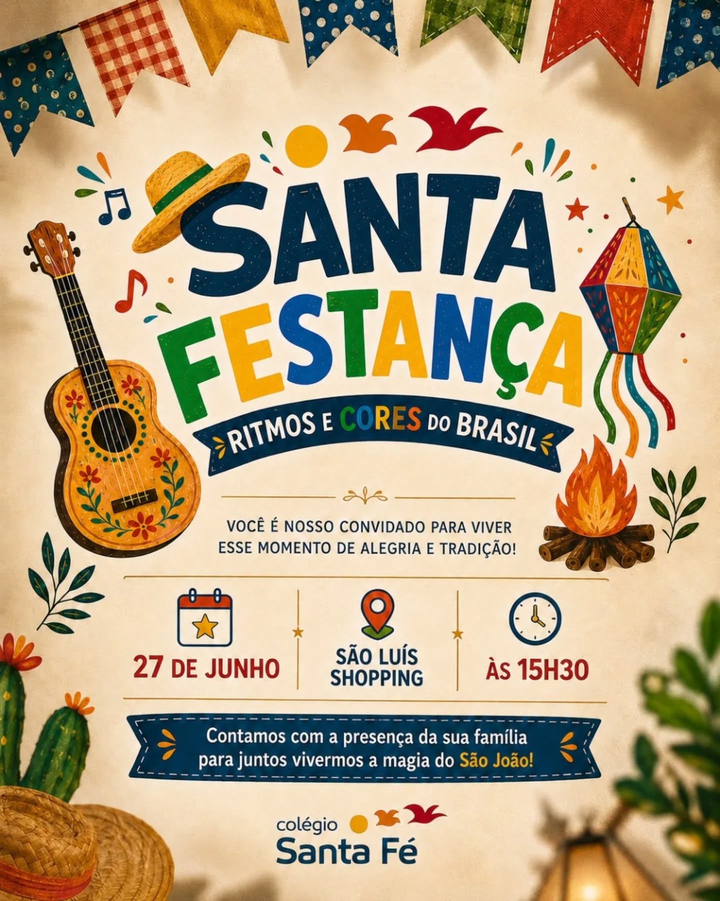 🌽🎶 Vem aí a Santa Festança 2026!
Prepare o traje junino, reúna a família e venha viver conosco momentos de alegria, música, dança e muita emoção.
📅 27 de junho
📍 São Luís Shopping
⏰ 15h30
Esperamos vocês para juntos fazermos dessa festa uma celebração inesquecível! 💛💚