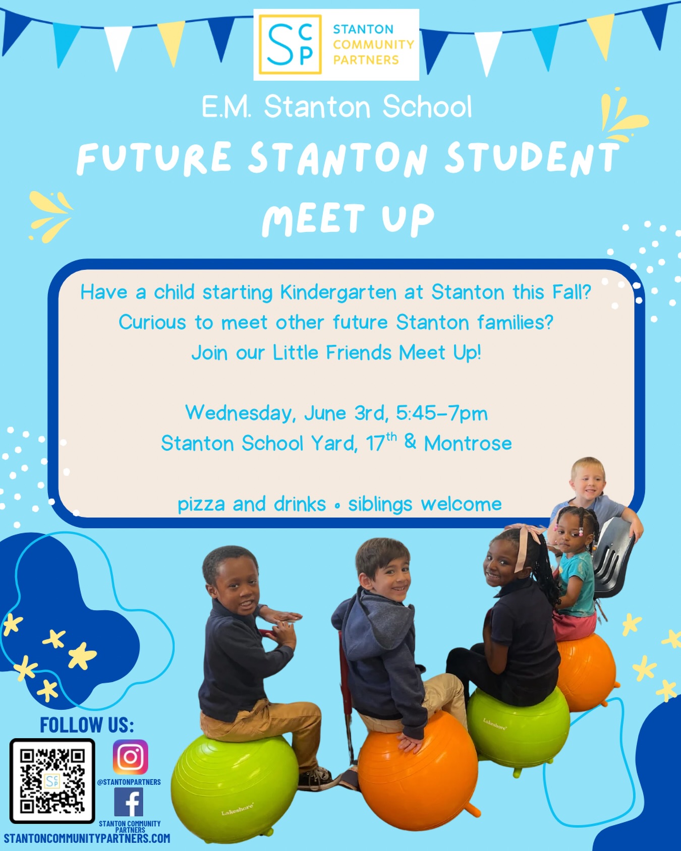 See rescheduled date!
Future Stanton families, we can’t wait to meet you! 💙 💛
Do you have a child starting Kindergarten at E.M. Stanton this Fall, or know a future Stanton student who may join our community one day? Come out to our Future Stanton Student Meet Up with the Little Friends of Stanton Community Partners.
Hang out in the Stanton school yard and playground for chance for incoming students and families to:
🍕 meet other Stanton families
🎒 make new friends before school starts
❓ask questions about life at Stanton
🏫 get to know our amazing Philadelphia public school community
Whether your child is entering Kindergarten in Fall 2026 or you’re simply curious about Stanton for the future, you are welcome here. Siblings welcome too!
📍 Stanton School Yard (17th & Montrose)
🗓 Wednesday, June 3
⏰ 5:45–7pm
Pizza and drinks provided — come say hi!