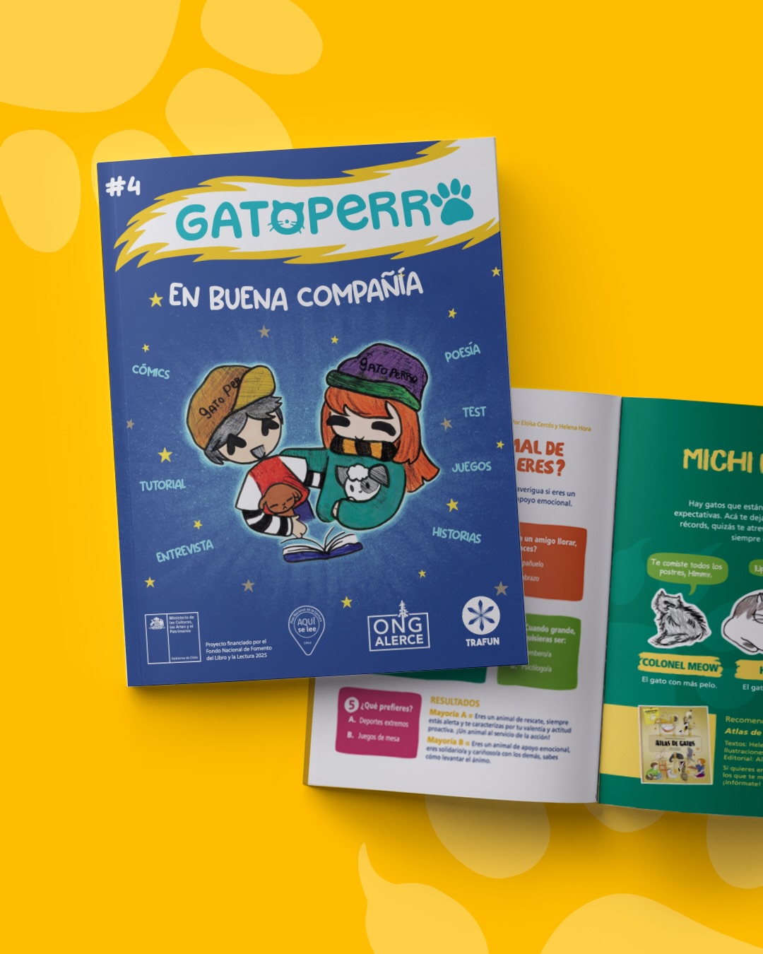 🌟 La revista GATOPERRO #4 ya está aquí 🐶🐱
Gatoperro es una revista sobre mascotas hecha por y para la niñez, que incluye juegos, cuentos, información, poesía, cómics, tutoriales y mucho más. 😄
Este nuevo número está dedicado a las ✨mascotas que nos apoyan✨: perros de rescate, gatos que bajan el estrés, animales entrenados para levantarte el ánimo y avisarte si hay peligro. Puedes contar con que te salvarán sin esperar nada a cambio.
🎉 Esta revista viajera fue celebrada en sus lanzamientos en Valdivia y en la Biblioteca Regional de Los Lagos, en Puerto Montt. Pronto irá a la Biblioteca Galo Sepúlveda de Temuco y esperamos que siga gatoperreando por todo Chile y el mundo. Pueden adquirirla en @trafun_ediciones y en librerías amigas. También pueden descargarla gratuitamente en comunidadgatoperro.cl y encontrarla en las bibliotecas públicas de las regiones de la Araucanía, Los Ríos y Los Lagos.
¡Y tenemos una novedad! 🎙️esta vez la revista tiene una versión audible hecha por @ziento_un_cuento , para que también la puedan escuchar 🌟
👉 Gatoperro es un proyecto de @ong_alerce , con la colaboración de @quelindoleer y @trafun_ediciones , financiado por el Fondo Nacional del Libro y la Lectura, convocatoria 2025.
#revista #niñez #mascota