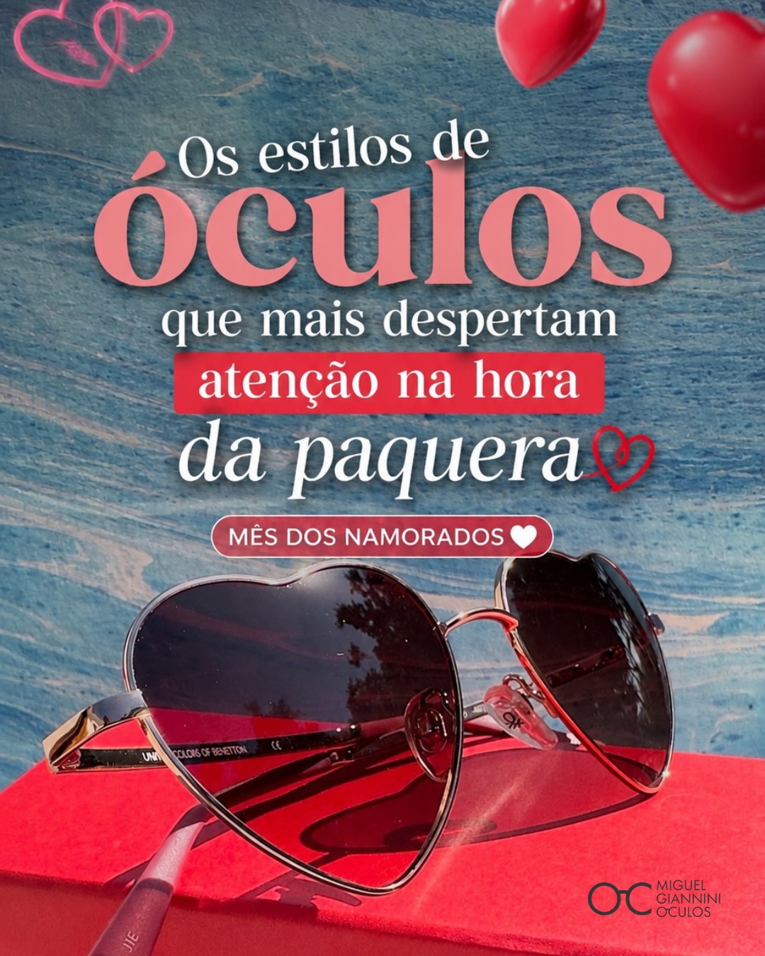 Os estilos de óculos que mais despertam atenção na paquera 👀
O misterioso da Ralph Lauren e Chanel.
O intelectual atraente da Bogner e Valea.
O estiloso impossível de ignorar da Woow e Anne et Valentin.
O clássico sedutor da Balenciaga e Valentino.
O olhar delicado da Woow e Woods.
Os modernos e descontraídos da Théo.
E o esportivo cheio de atitude da Julbo e Nike.
Cada estilo transmite uma personalidade diferente — e tudo começa pelo olhar.
Na Semana dos Namorados, a Ótica Miguel Giannini une conforto, qualidade e muito estilo em cada detalhe. ❤️🕶️
Além do visual marcante, nossos solares possuem proteção UVA e UVB ☀️
E aí… qual estilo mais combina com você? 👀