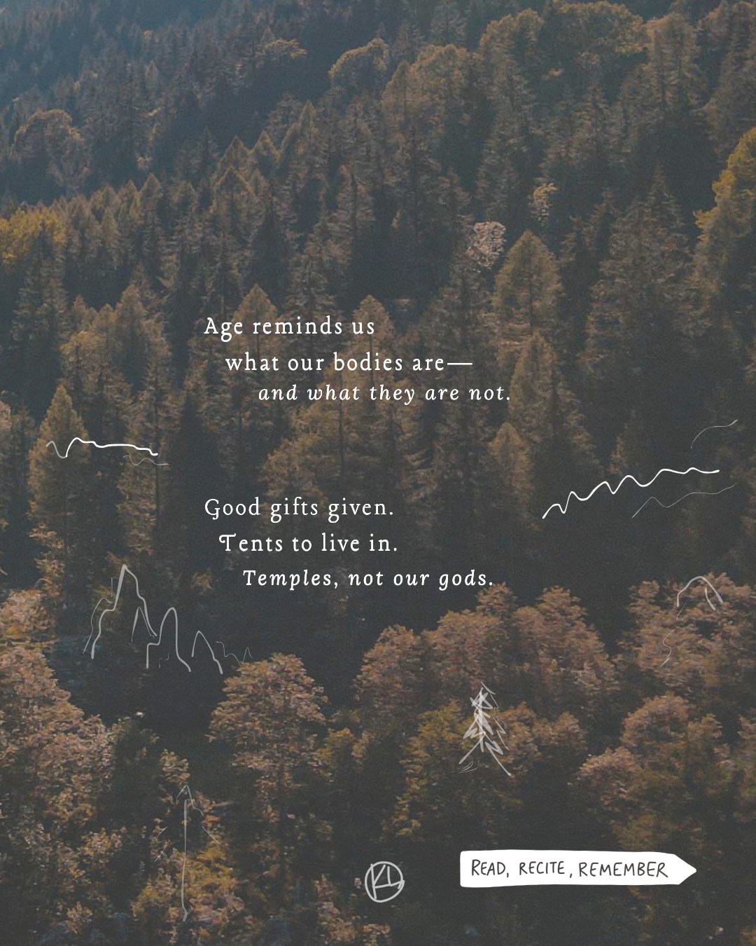 Temples, not our gods.
And a summer exercise plan for our hearts - some verses to help us remember what our bodies are and what they are not.
Final poem from me in the “Closer to Glory” series with @sarahsparksmusic on aging and beauty. It’s been sweet to do with you all. Love hearing your feedback and praying it’s been a sweet encouragement to you!
Are Instagram lives still a thing? Would anyone be interested in hearing Sarah’s and my thoughts on the series and aging?