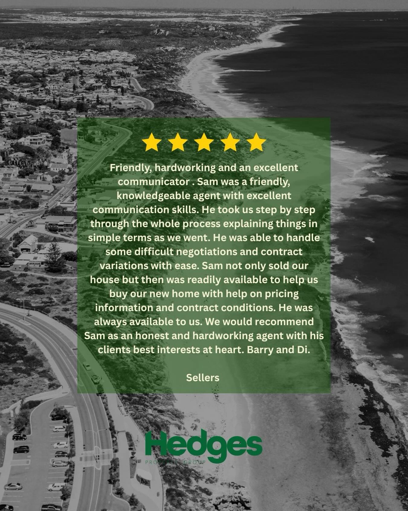 ⭐️⭐️⭐️⭐️⭐️
Another great review! Sam always living up to our service guarantee of ‘genuinely helping people’.
No better feeling than having happy clients! - Thankyou for selecting us to help you achieve your realestate goals Barry & Di!
#realestateagent #perthagency #genuinelyhelpingpeople #clientreview