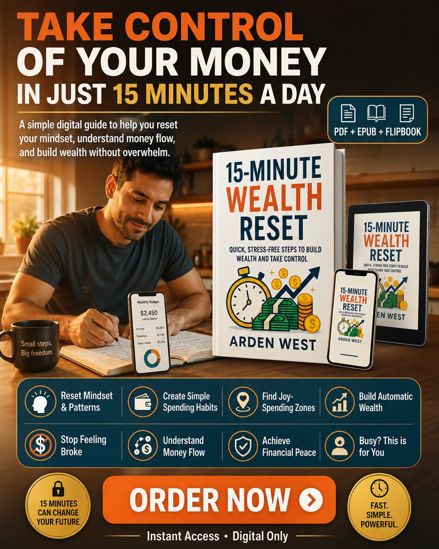 15 minutes a day is all it takes to change your financial future. ⏱️💰
The 15-Minute Wealth Reset by Arden West strips away the overwhelm and gives you quick, stress-free steps to reset your money mindset, understand cash flow, build automatic wealth, and finally feel in control. Small steps. Big freedom. 📈
🔗 Order now — link in bio!
#wealth #15minutewealth #moneymindset #financialeducation #takecontrolofyourmoney