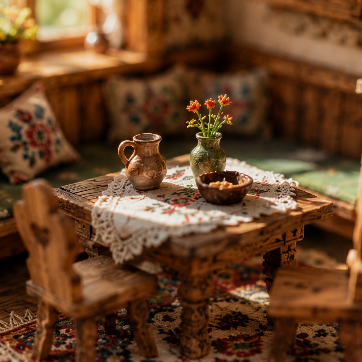 Swipe for tiny cottage drama: carved beams, cozy corners, and the inspiration board behind Cottage Pod Migdałowym Piecem. Aunt Zosia says, “One pillow is furniture. Two pillows is hospitality. Twelve pillows is culture.” Blog post coming soon!
#smallworldminiatures #miniaturediorama #miniatureinterior #zakopanestyle #dollhouseminiatures #folkart #tinyworlds