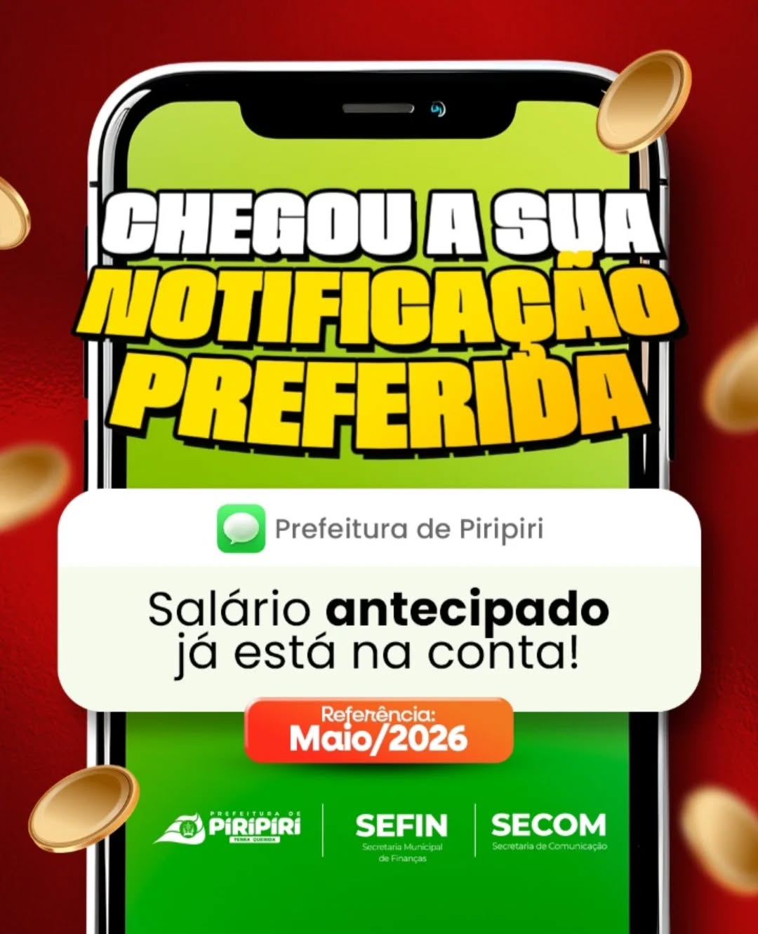 TÁ NA CONTA ✅️
Mais uma vez, a Prefeitura de Piripiri realiza o pagamento antecipado dos servidores municipais, reforçando o compromisso da gestão com valorização, responsabilidade e respeito ao funcionalismo público.
Salário na conta é economia aquecida, comércio fortalecido e compromisso honrado com quem trabalha diariamente pelo nosso município.