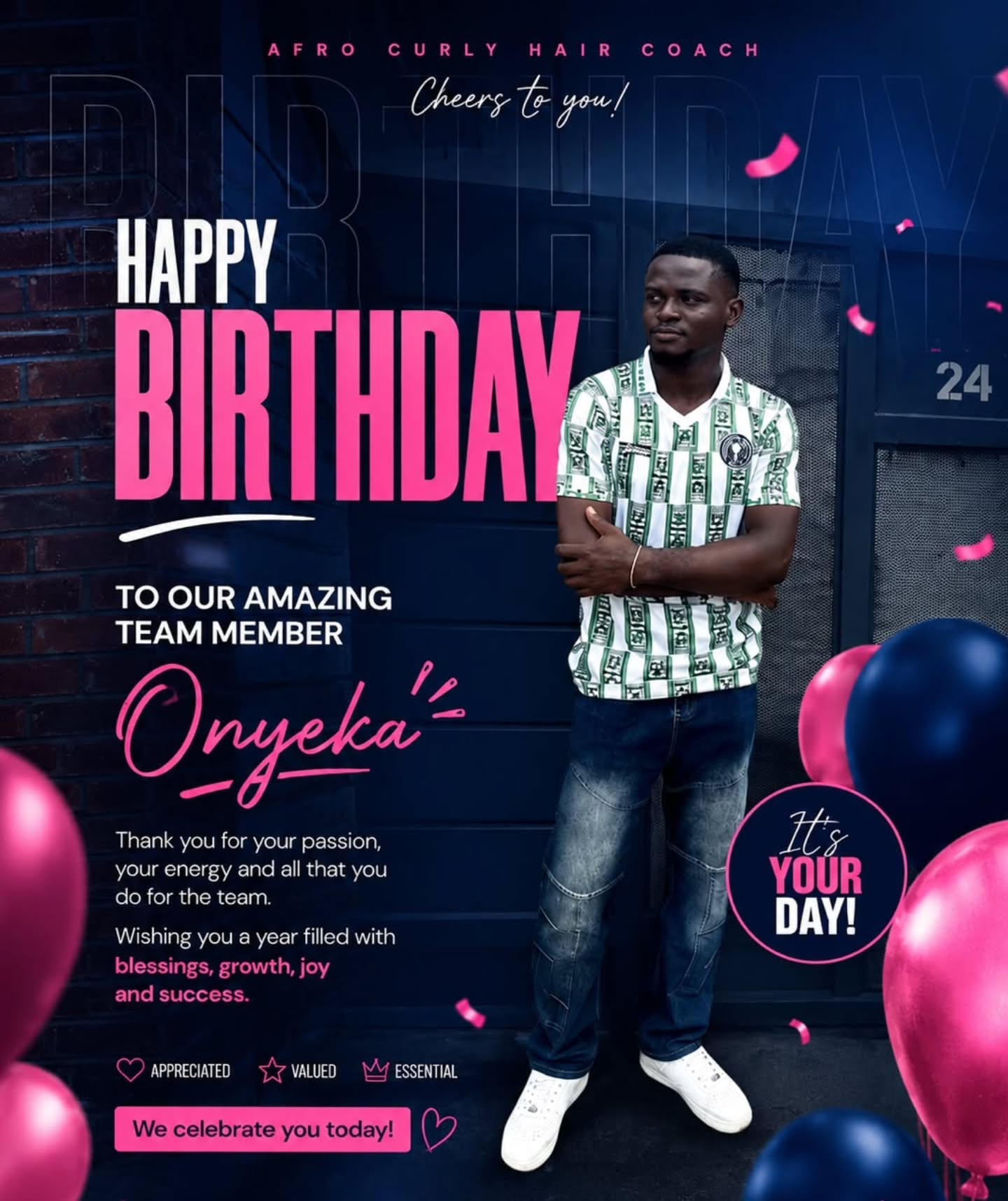 Happy Birthday, Sir🎉🎂
Today, we celebrate an amazing team member whose dedication, energy, and commitment continue to make a difference every day.
Thank you for all that you do for the team. We appreciate your hard work and the value you bring.
Wishing you a new year filled with God's blessings, growth, success, good health, and happiness.
Cheers to many more wins ahead! 🥂❤️
#teammember #happybirthday #businesssupport #afrohairbusiness