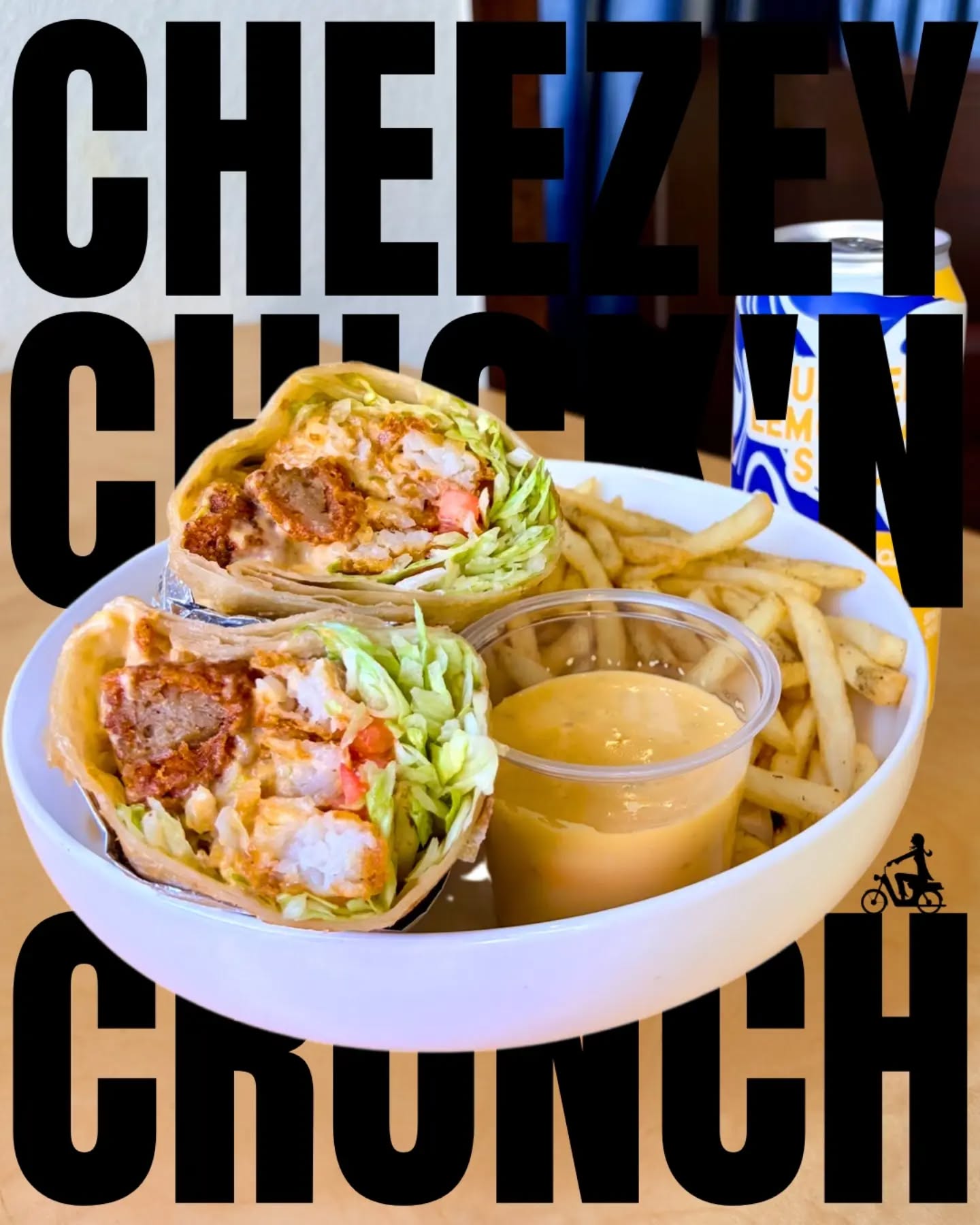 Cheezey Chick'n Crunch
Now at #greenTempe
Bartleby’s crispy seitan chick'n nuggets, with fresh lettuce, tomato, crispy puzzle tots, EZ Cheeze, and sour cream wrapped in a toasty tortilla served with papas and EZ cheeze OTS
🧀
#alwaysvegan