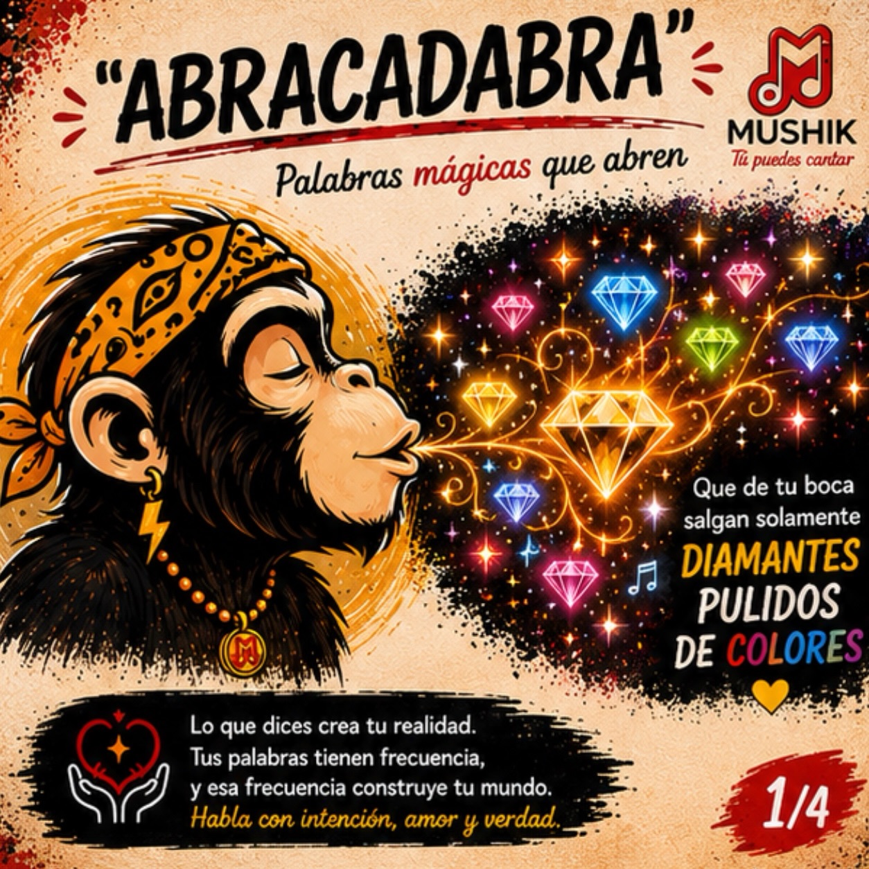 🎤✨ ABRACADABRA ✨🎤
Las palabras que eliges también entrenan tu voz.
Antes de cantar una nota, ya estás emitiendo una frecuencia a través de tus pensamientos, tus emociones y tus palabras. Lo que repites cada día termina convirtiéndose en parte de tu identidad y de tu manera de expresarte.
🧠❤️ En Mushik creemos que la voz no solo se ejercita… también se cultiva.
💎 Que de tu boca salgan:
• Amor ❤️
• Verdad 💎
• Luz ⭐
• Creación 🎵
• Evolución 🌱
Porque cada palabra tiene el poder de construir o destruir, acercarte o alejarte de la persona que deseas ser.
✨ Algunas palabras que vale la pena practicar más:
✅ Gracias
✅ Confío
✅ Puedo
✅ Elijo
✅ Amo
✅ Disfruto
✅ Creo
✅ Aprendo
✅ Avanzo
✅ Me expreso
✅ Me escucho
✅ Soy libre
✅ Soy voz
✅ Soy luz
🎶 Tu voz es un instrumento poderoso.
Cuando hablas con intención, cantas con más verdad.
Cuando cantas con más verdad, conectas.
Y cuando conectas… ocurre la magia.
🔥 Menos ruido.
💎 Más claridad.
🎵 Más música.
❤️ Más autenticidad.
Si hablas, cantas.
Y si te permites sentir… transformas tu voz.
Jaffo Lara 🎤✨