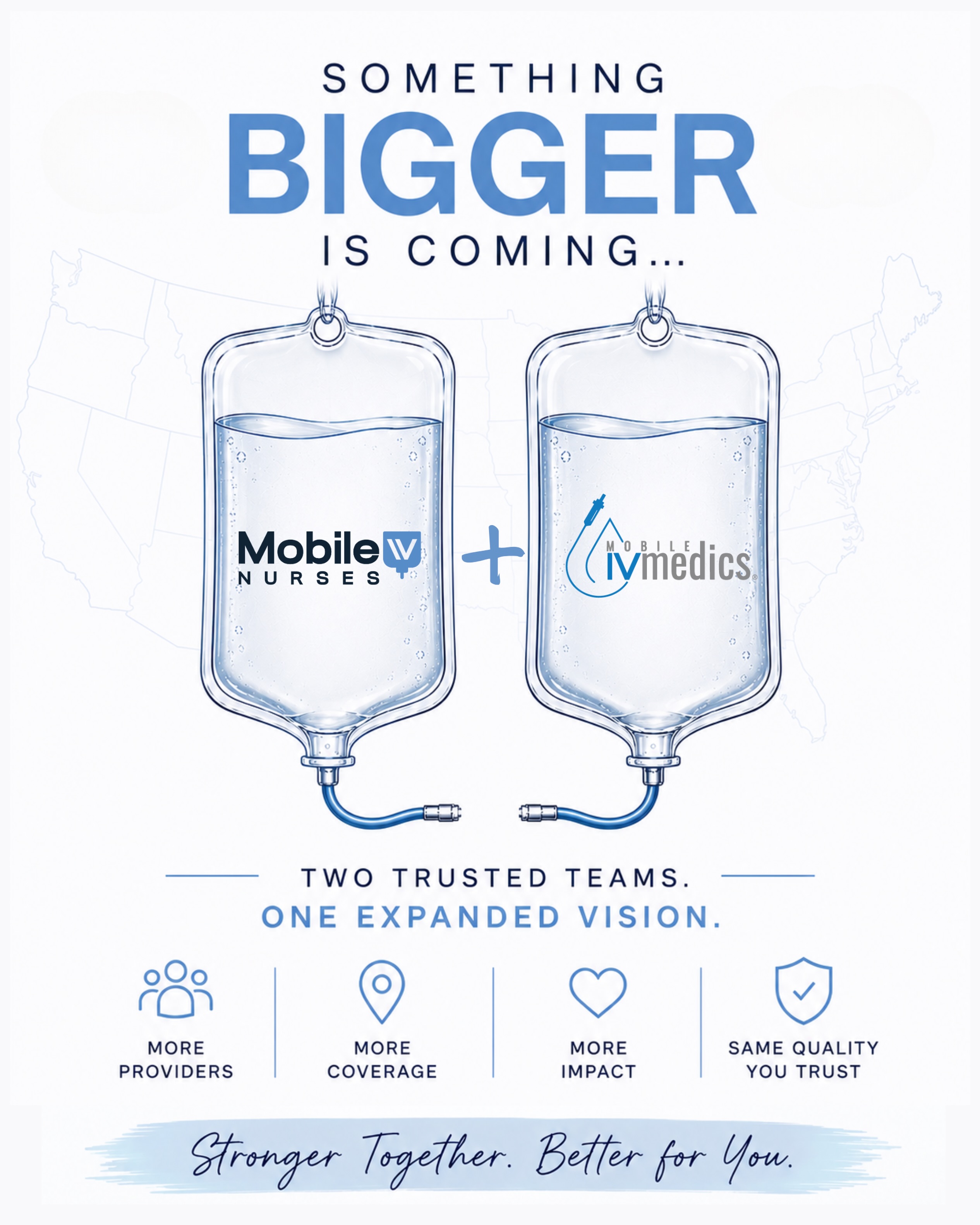 Two amazing teams. One shared mission.
Mobile IV Medics + Mobile IV Nurses are officially joining forces — and I couldn’t be more proud to be part of this next chapter.
Watching two brands that care so deeply about patient experience, provider support, and innovation come together is honestly really exciting. What started as two passionate teams is now becoming something even bigger:
America’s largest mobile IV provider.
✔️ 1100+ incredible nurses and medics
✔️ 19 states and growing
✔️ Expanded wellness and recovery services
✔️ Faster support + broader coverage
✔️ The same heart, compassion, and commitment to exceptional care
This partnership means more access, more opportunities, more collaboration, and an even better experience for patients across the country.
I’m proud of what we’ve built, proud of the people behind it, and even more excited for where we’re headed next.
Same mission. Bigger impact.
More care. More connection. More possibilities. 💙
#mobileivtherapy #nurselife #wintergarden #orlandowellness