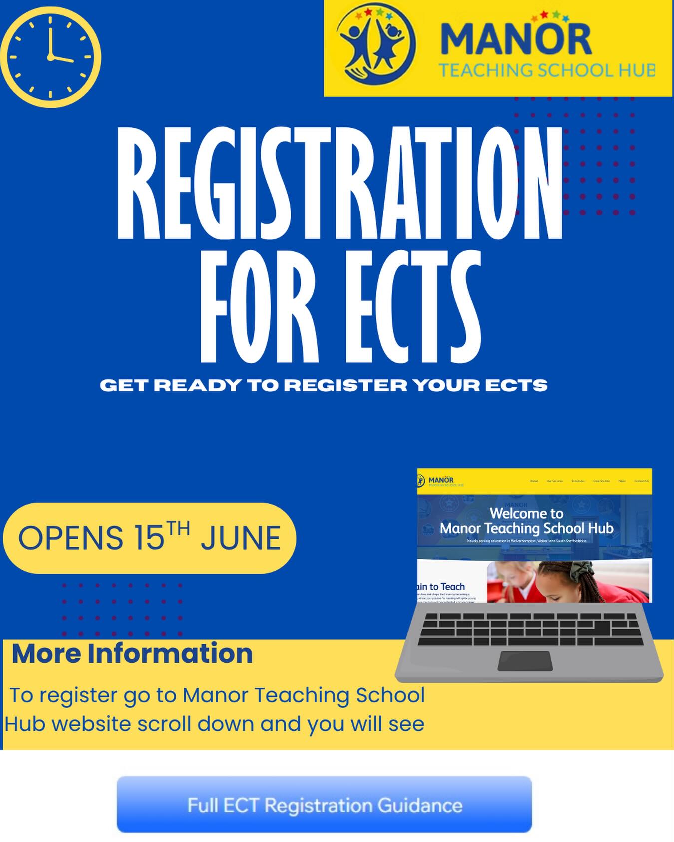 📢 ECT Registration Opens Soon!
Registration for ECTs opens on 15th June! 🎉
Make sure you’re ready to start the registration process. Visit the Manor Teaching School Hub website, scroll down to the ECT section, and follow the registration guidance.
We look forward to supporting another fantastic cohort of Early Career Teachers on their professional journey. 🌟
#ECT #EarlyCareerTeachers #TeacherDevelopment
@manormultiacademytrust @ambition.inst