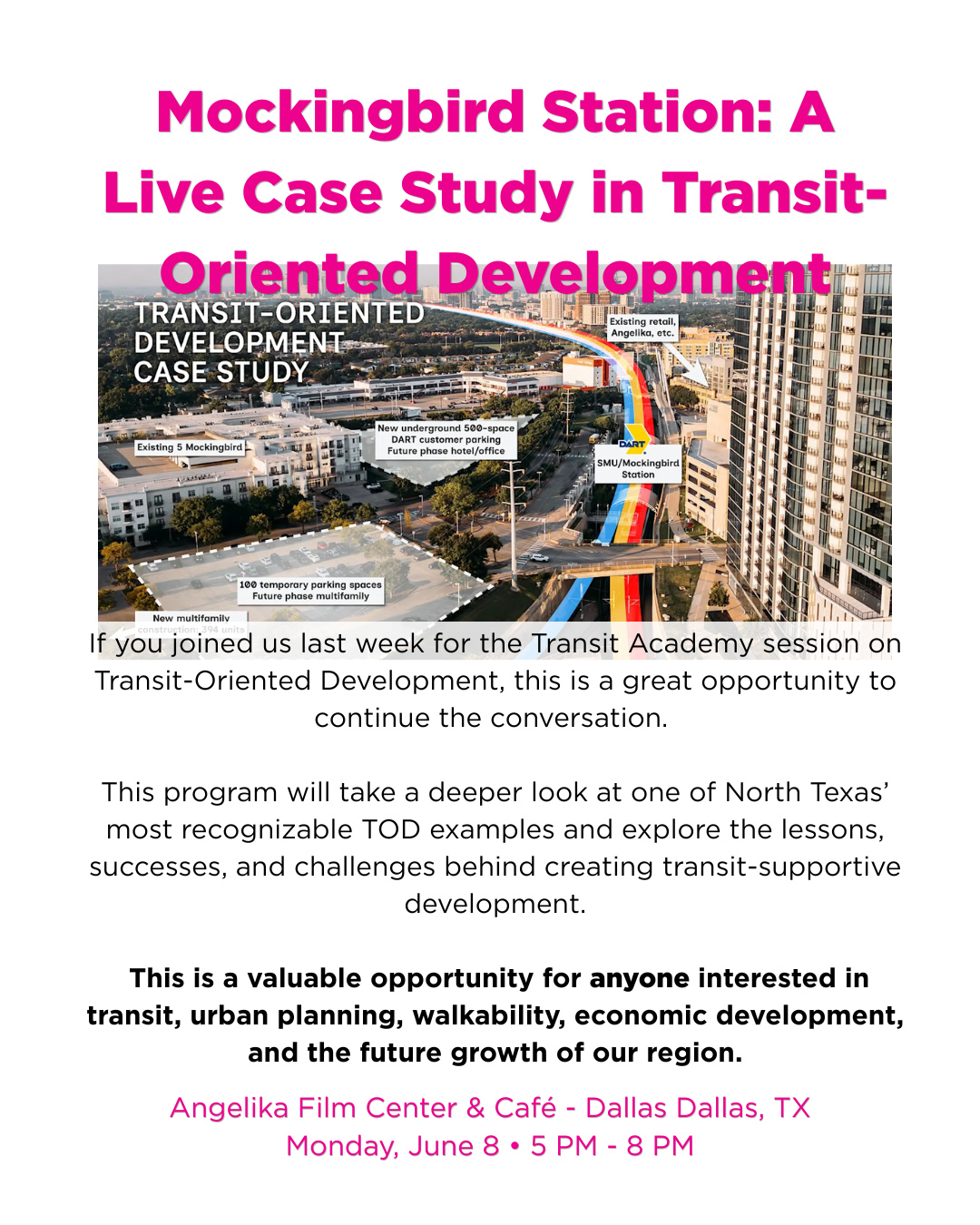 Hosted by the North Texas Congress for the New Urbanism, join people from across North Texas at Mockingbird Station to explore how transit shapes vibrant, walkable neighborhoods! For more information, check out the link in our bio!