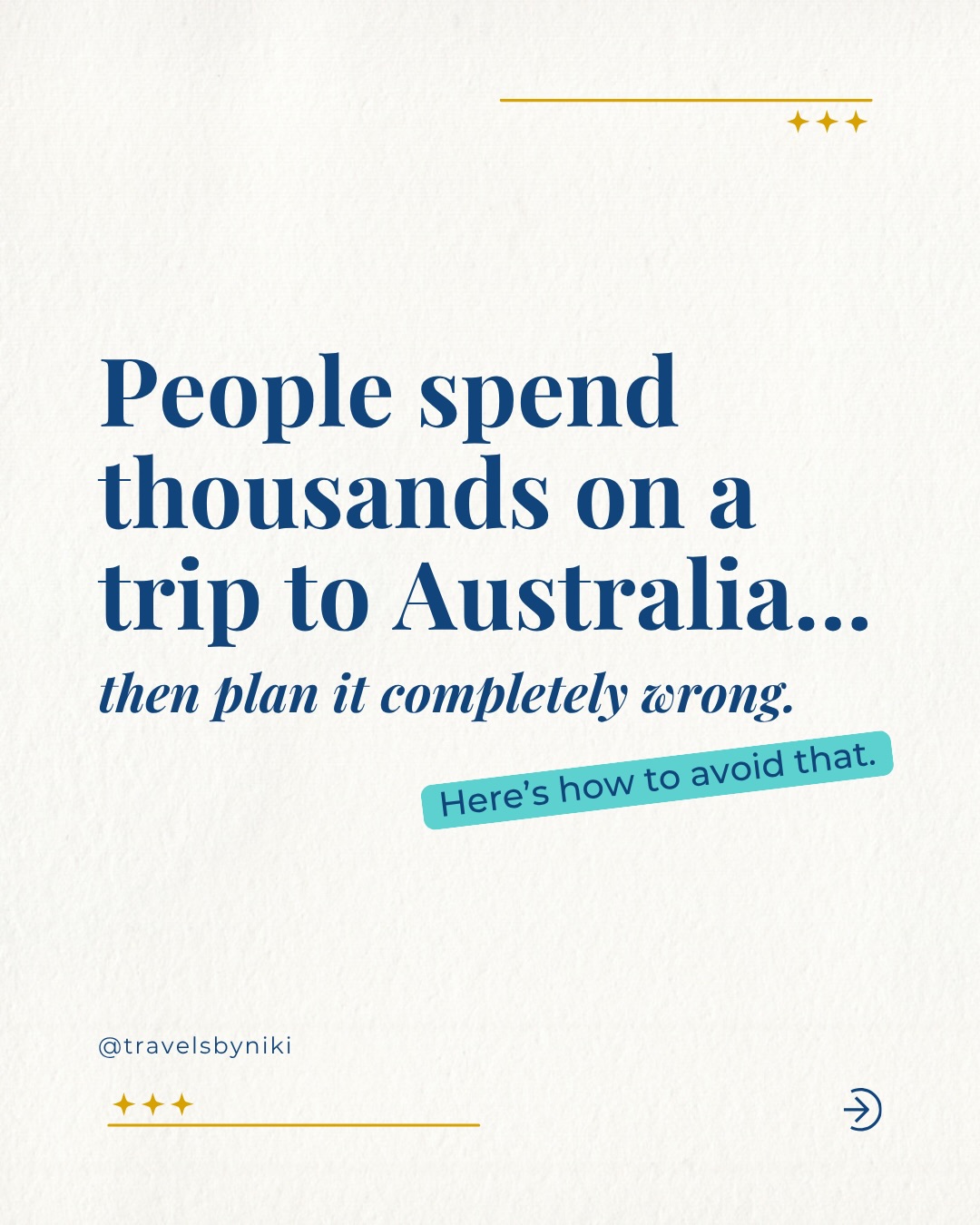 Australia trips don't usually fall apart at the destination.
They fall apart in the planning, and almost always because of the same avoidable mistakes.
After exploring the country for a month and helping clients plan their own Australia trips, I’ve learned exactly where things go wrong before anyone ever boards a flight.
These five mistakes are the ones that quietly make a great trip harder than it needs to be.
Swipe through before you start building your itinerary.
.
#australiatravel #australiavacation #visitaustralia #travelaustralia #travel