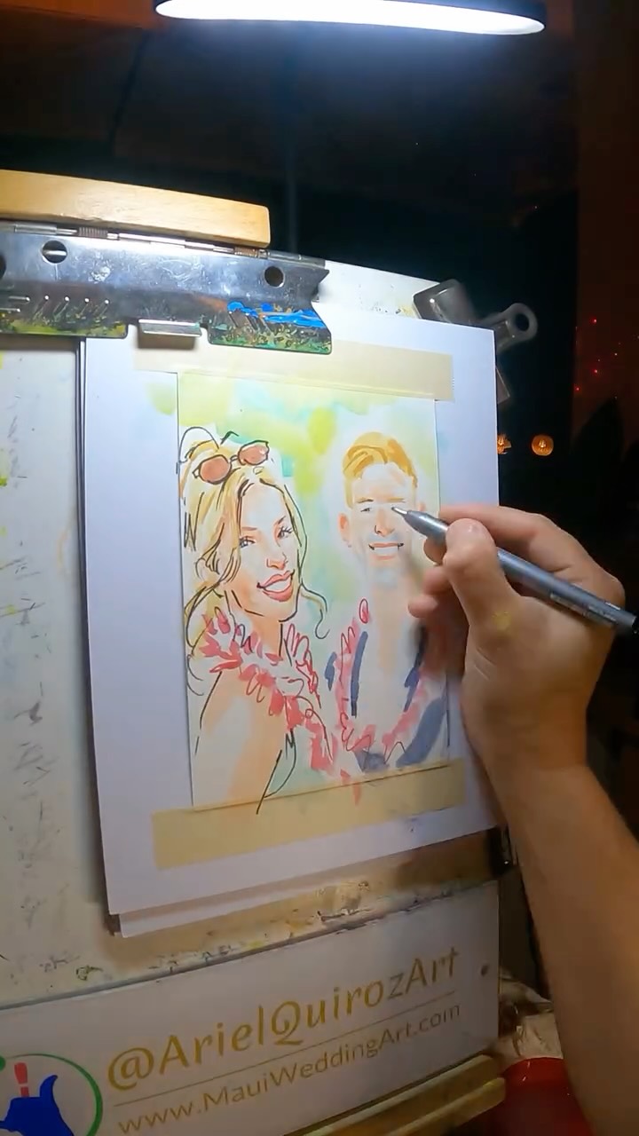 Live guest watercolor portraits for Amanda + Devan’s wedding at Kaimana Beach Hotel on Oʻahu.
Each guest portrait was painted live during the celebration, creating a personal keepsake for guests to take home from a beautiful Hawaiʻi wedding day. I loved capturing the joy, style, and energy of their ʻohana and friends in real time.
A meaningful wedding favor, a live art experience, and a memory guests can keep long after the night is over.
Congratulations Amanda + Devan.
Live Guest Portraits by Ariel Quiroz
www.mauiweddingart.com
#LiveGuestPortraits #WeddingGuestPortraits #OahuWedding #HawaiiWeddingArtist #MauiWeddingArt LiveWeddingArtist WeddingPainter WatercolorPortraits HawaiiWedding KaimanaBeachHotel OahuWeddingArtist WeddingFavors LiveArt ArielQuiroz DestinationWeddingHawaii