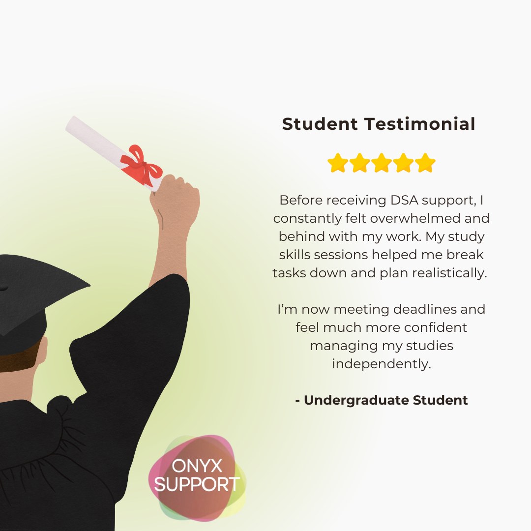 Thinking about reaching out for support?
Here’s what students have shared about their experience with Onyx Support.
www.onyxstudents.com
#OnyxSupport #StudentSupport #UniversityLife #YouAreNotAlone #StudentWellbeing #MentalHealthSupport #Student #University #DSA