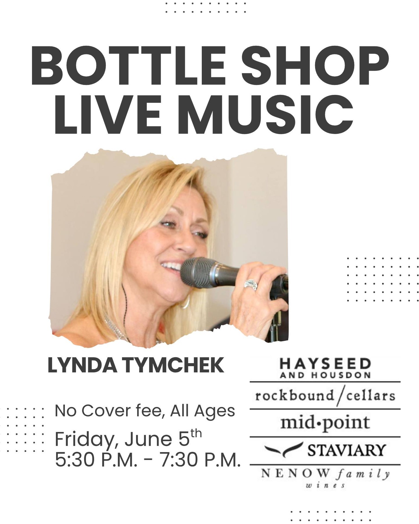 Live Music at the #PasoBottleShop !
This time around we have Lynda Tymchek! Stop by for some great vibes and smooth tunes. Admission is free, so enjoy some wine while you're here! Music starts at 5:30 P.M.
Upcoming Events for June:
Thursday, June 18th: Luau-Themed Bingo 🌸
#midpointwinery #midpoint #boutiquewinery #paso #pasorobles #meetusatthemidpoint #pasowine #winewinewine