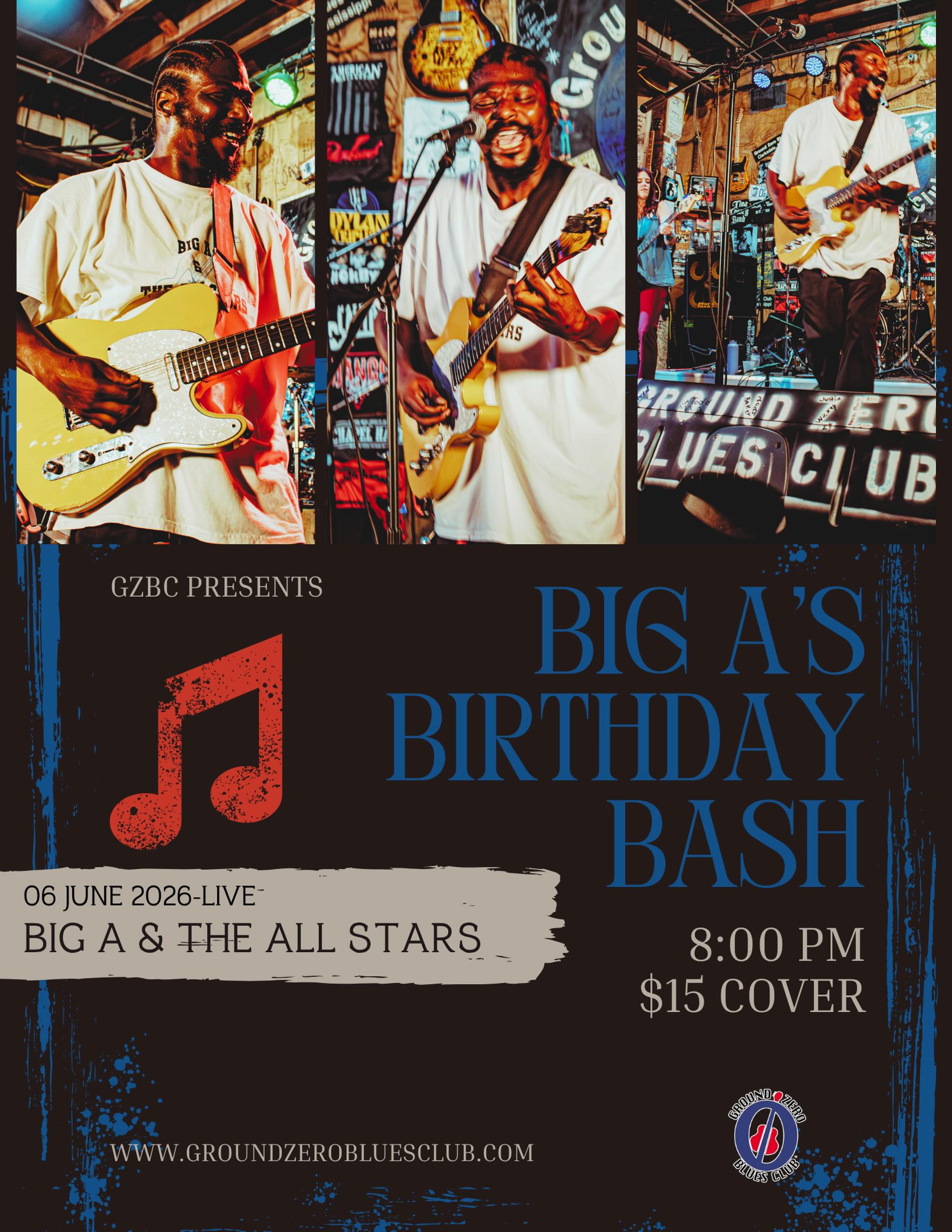 Look out world! Anthony ‘Big A’ Sherrod is celebrating his birthday on our very own stage. 😎
Come on down to Ground Zero Blues Club Clarksdale June 6th for Big A & the All Stars. Music starts at 8:00 pm.
#live #blues #music #june #groundzerobluesclub