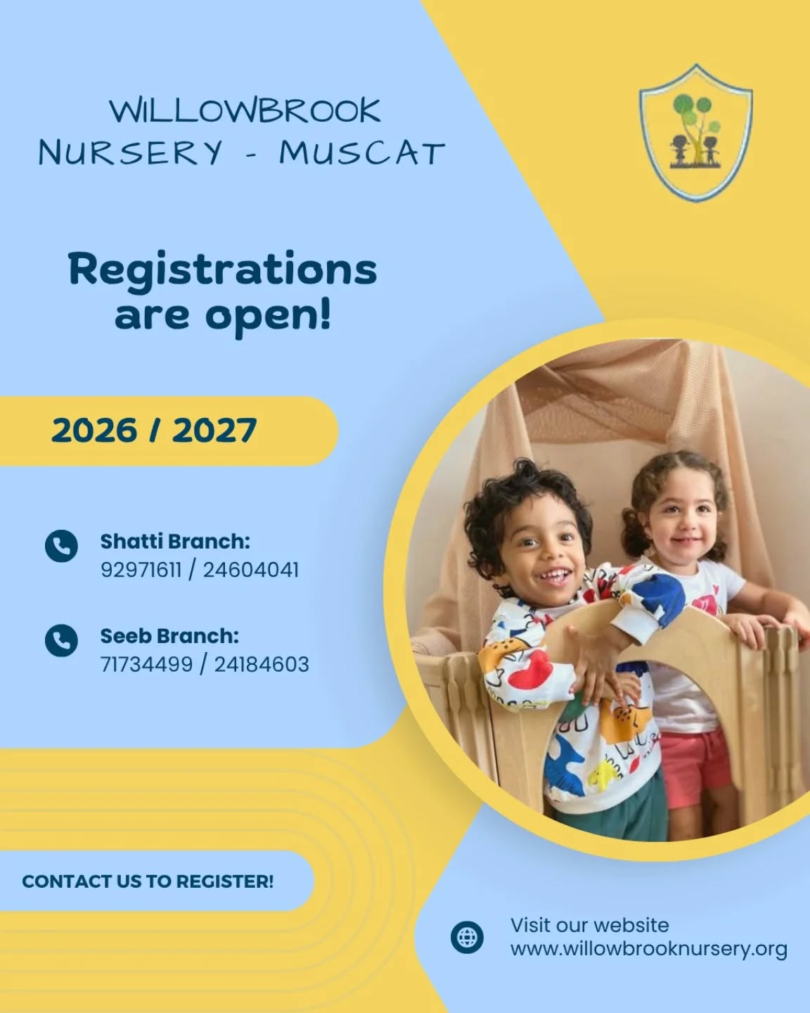 ✨ Registrations Now Open! ✨
A place to learn, grow, play, and shine!
Secure your child’s place today and be part of a nurturing learning journey at Willowbrook Nursery!