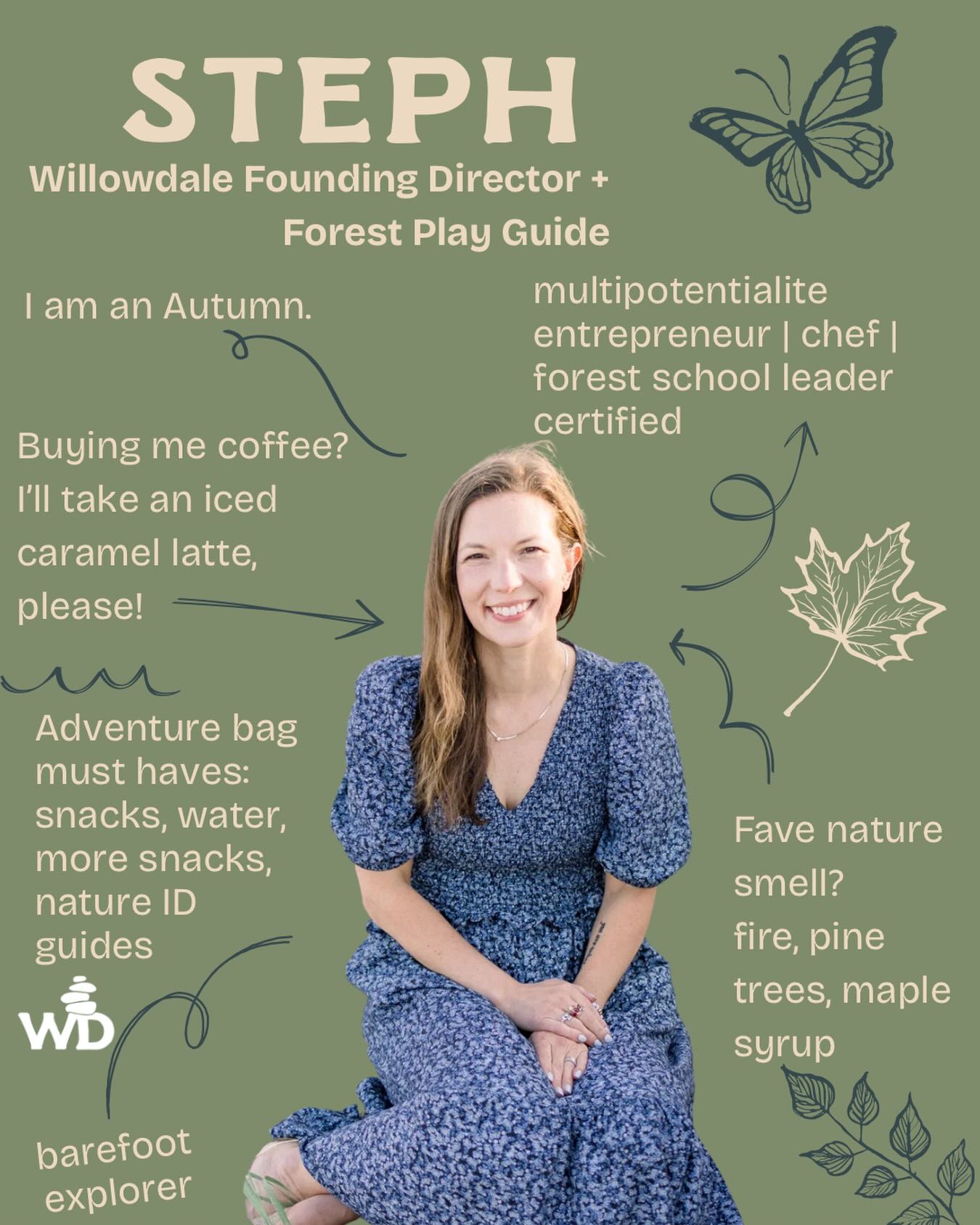 Meet our people Mondays round deux 🫶🏼
Helloooo it’s me, Steph! If you’ve been around awhile, you may know my story but if you’re new here, hi! I’m the founder of Willowdale, a community that blossomed from a personal need to find my people during early motherhood. We continue to grow into a thoughtful, community centered space where families come together to explore, connect, and grow.
I’m an advocate for messy, open-ended, creative play and it’s my hope that that when your family joins us that you feel welcome and accepted for who you are.
When I’m not guiding classes or working behind the scenes, you can find me in the kitchen, at @purebarrebedford , visiting local coffee shops (usually @nxtcoffeebar ) and ice cream stands, or dreaming up my next business idea. My dream business is an ice cream shop 🍦
I won’t ask you to buy me a coffee but maybe you want to? Venmo @willowdalenh with the note “☕️ for Steph,” and I promise to put it to good use!
#natureplay #willowdalenh #nhlife #allarewelcome #outdoorsall4