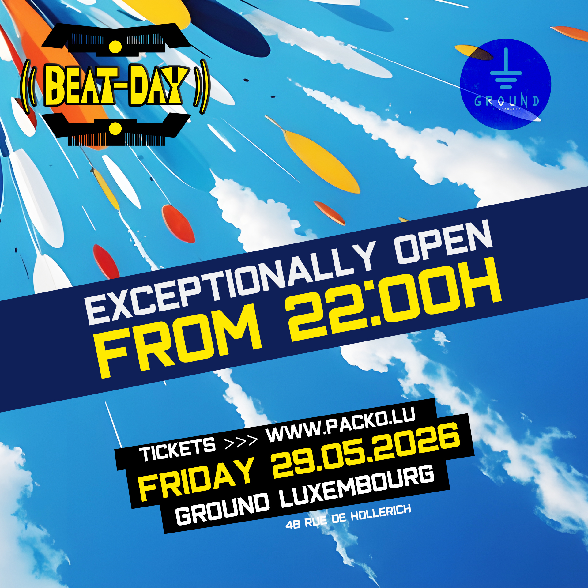 BEAT-DAY 2026
Packo Gualandris' B-Day 🥳
Tonight the doors open already at 22:00h - sooooo, come early and party longer! ❤️🔥
#beatday #beatday2026 #GroundLuxembourg #Techno #Technoluxembourg #LuxembourgTechno
