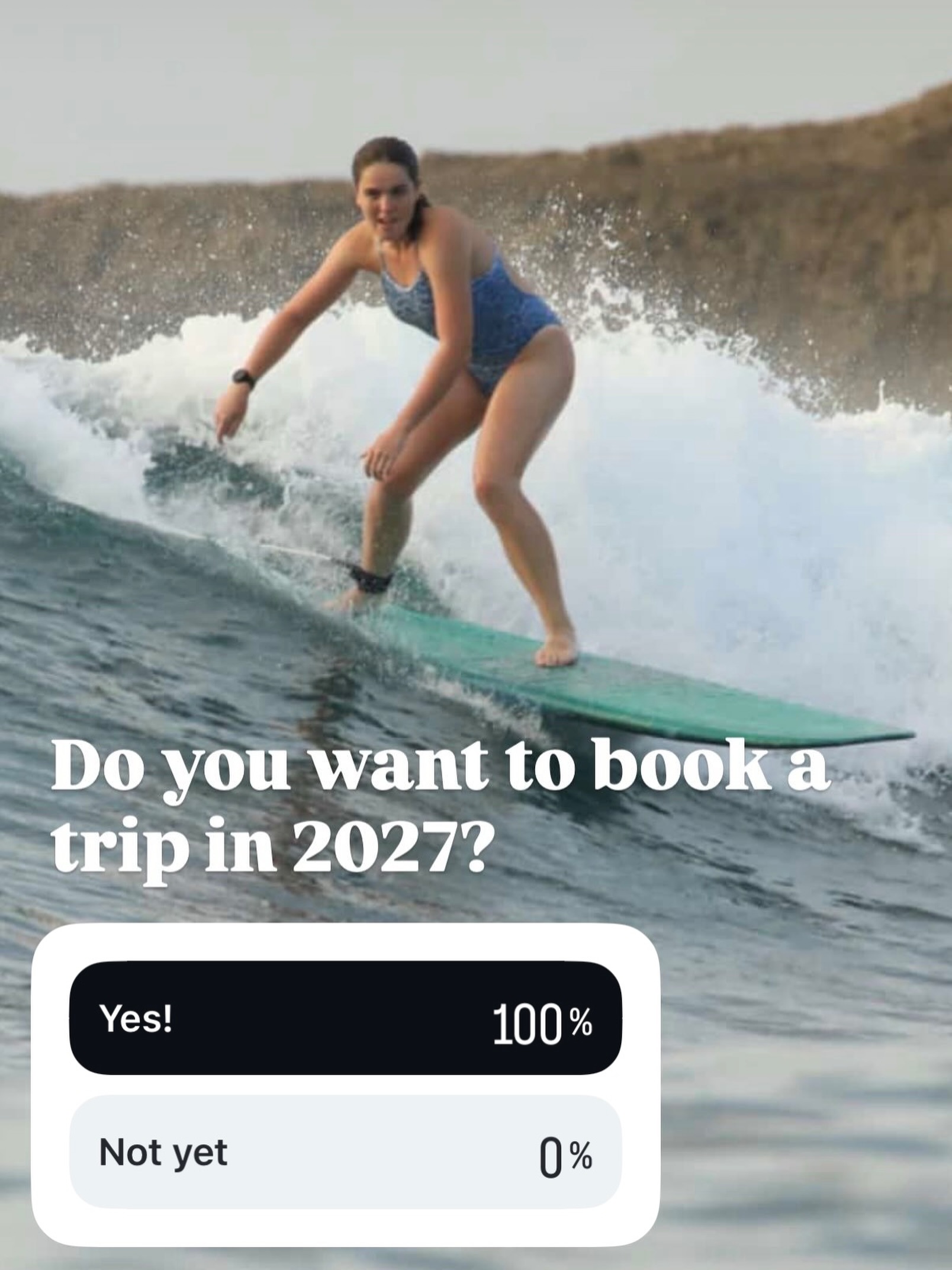 Today! Our 2027 is open and ready for bookings - while there may be a few more trips added, our first release calendar is officially online.
Get yourself over to the website home page and book yourself a trip! 😍😍😍
#solsurf #surftrip #surfcamp #surfretreat