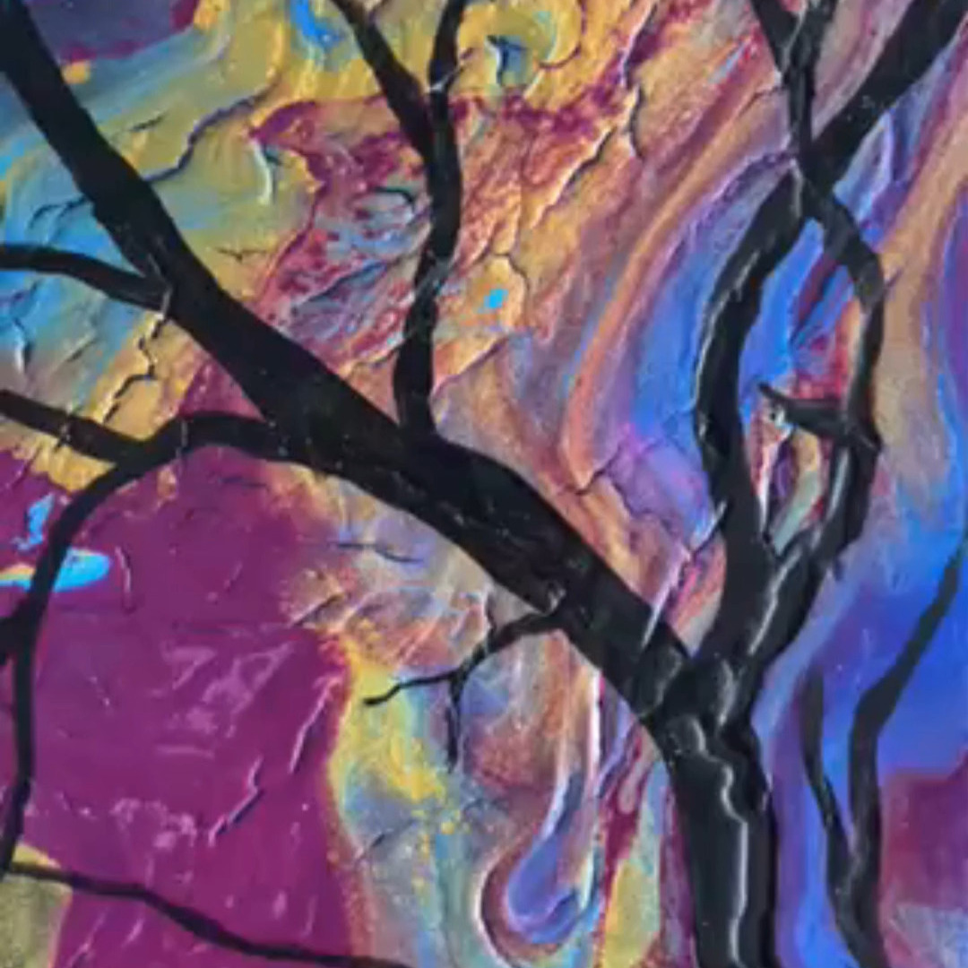 Living Skies - another 8x8 inch miniature painting inspired by the beauty of our summer skies! www.KellyAnneDesigns.com
#summer #LivingSkies #painting #treepainting #pourpaintings #canadianartist #saskatoonartist #kellyannedesigns