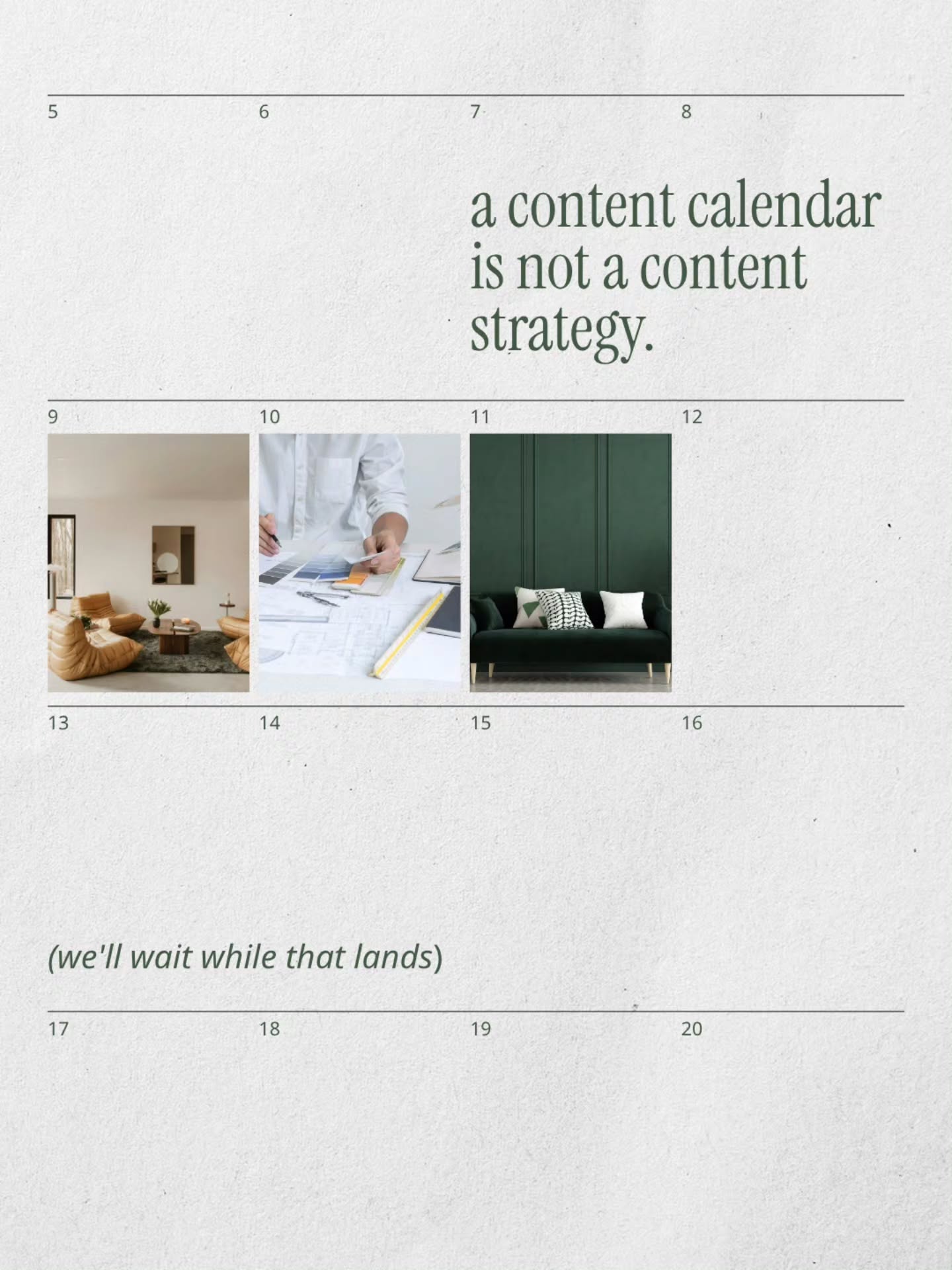a busy instagram feed isn't a strategy. looking ‘busy’ isn't the same as being intentional. there's a gap there for your brand and it's costing you.
swipe through to see what we do about it.
#nujainc #contentstrategy #dubai