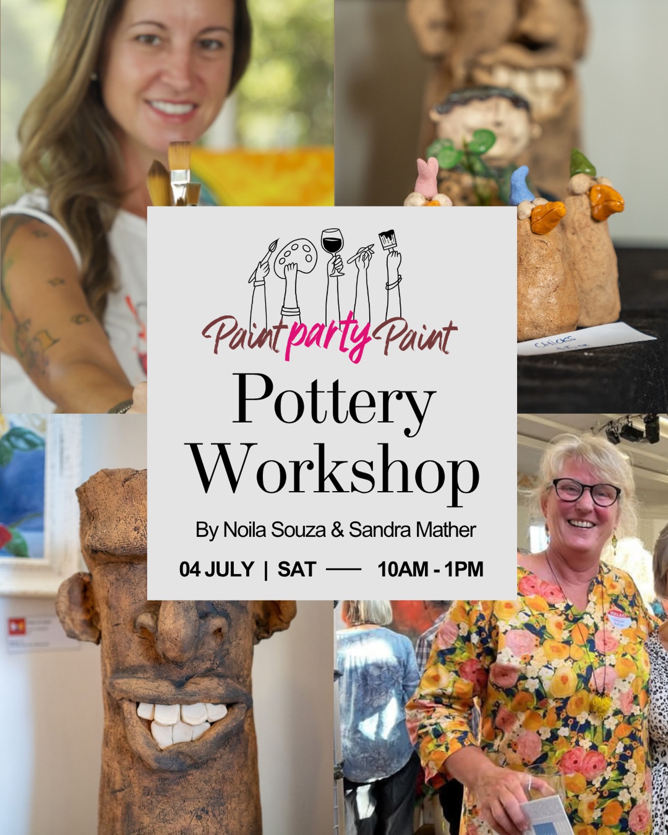 POTTERY WORKSHOP
BY NOILA SOUZA & SANDRA MATHER
Join us for a Playful Hand-Built Pottery Workshop — a creative morning to slow down, get your hands in clay, and enjoy beautiful company.
Create, paint, relax, have fun & repeat!
No experience needed — just come ready to play and explore your creativity.
✨ All materials included
🥐 Delicious brunch & drinks provided (wine not?)
🌿 A fun, welcoming space to connect and create in the middle of nature
📍 Location: Fiddle Fart Farm, 25 Bayer Road, Puhoi
🔞 18+ event
📅 Saturday, 4th of JULY
⏰ 10:00 AM – 1:00 PM
💰 $85 per person
Spots are limited, so make sure to secure yours early!
Apply here: aliondraws.com/events
Come solo, bring a friend, or gift this experience to someone special.
We can’t wait to create with you!