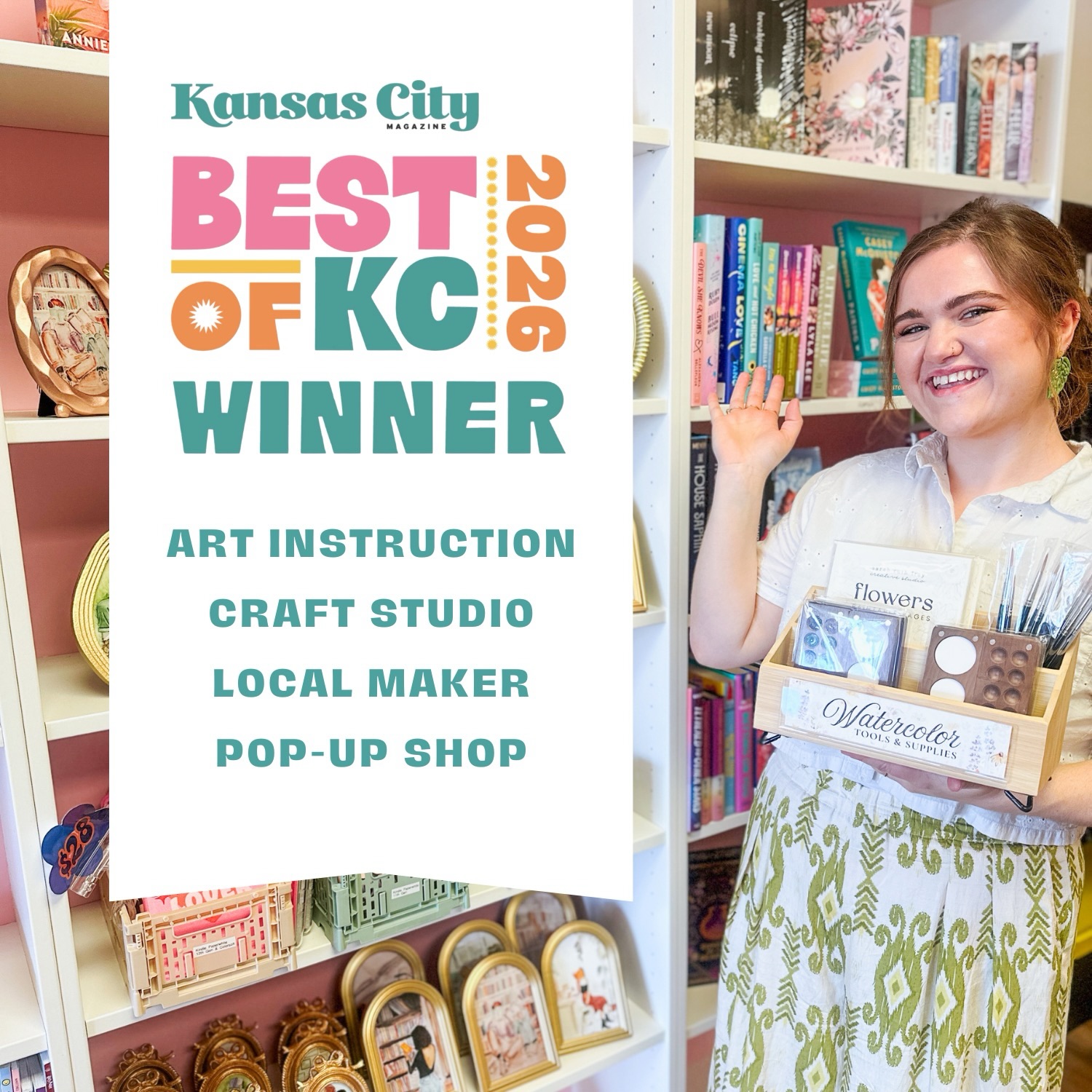 Happy June, you little sneaks! Y’all surprised me with wins in FOUR categories for Kansas City Magazine’s 2026 Best of KC issue.
Life as an artist can be painfully humbling some days, but today ain’t one of them 😜 Thank you, thank you, thank you, thank YOU.
Behind every award, sold-out workshop, and exciting opportunity are plenty of fumbled fairs, scrapped sketches, and lessons learned the hard way. Just last week, I taught a class that left my inner critic in a spiral. But one imperfect day doesn’t erase years of growth. Thank you for trusting me with your creativity, supporting my little studio, and reminding me to keep showing up. I don’t take any of it for granted. ❤️