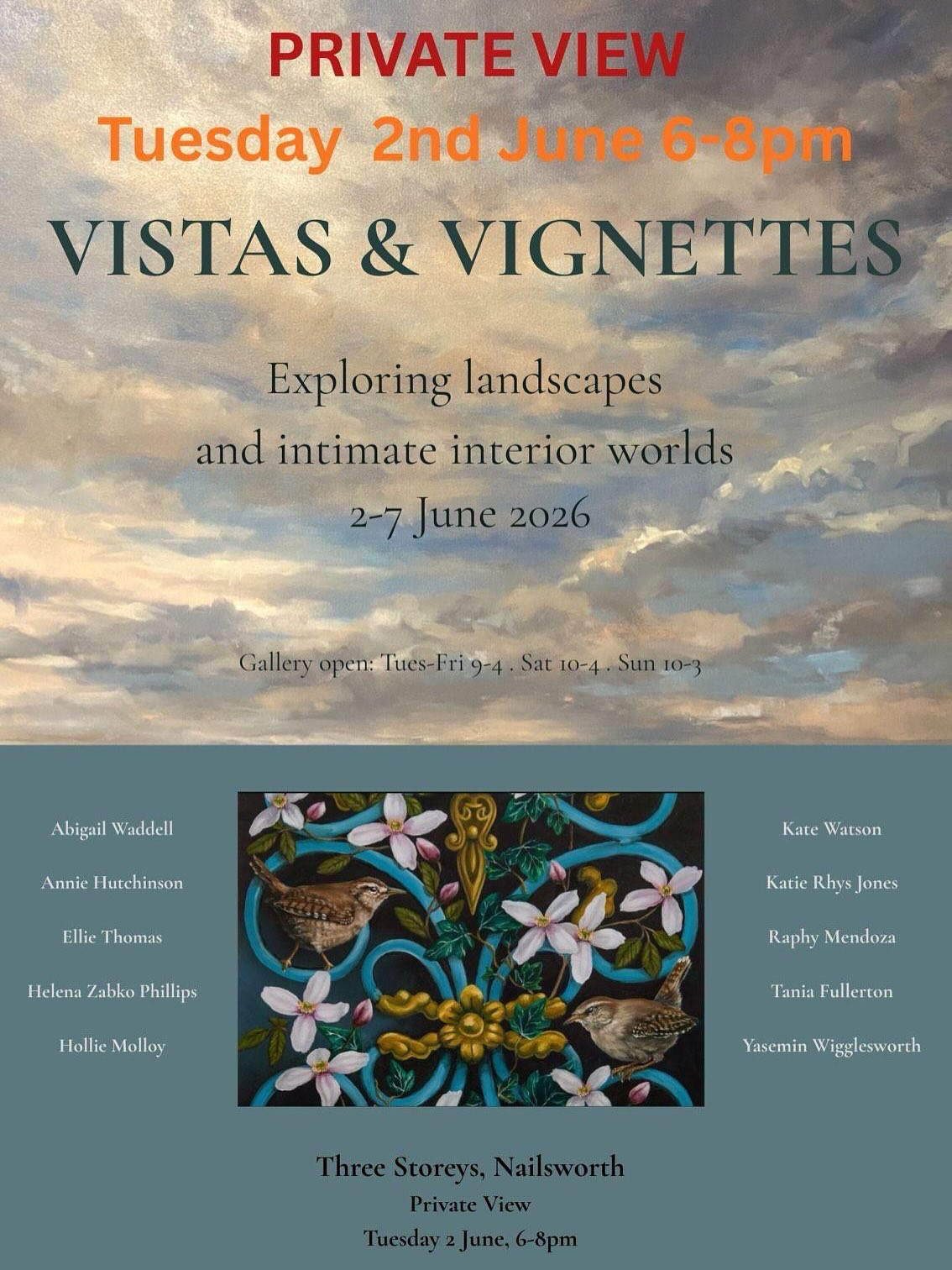 I’m very excited to be part of this group exhibition in Nailsworth at @threestoreysnailsworth . A really talented bunch of artists, a great space, what’s not to like?
I do hope you can make it to the evening view on Tuesday, the 2nd of June – there’s a flyer posted here –
If not any time in the week would be great.
I’ve posted the flyer plus a few paintings that have made it into the exhibition – some vistas , some vignettes.
Hope to see you there
#groupexhibition #affordableartfair #paintwithfriends #contemporary #christmas gift