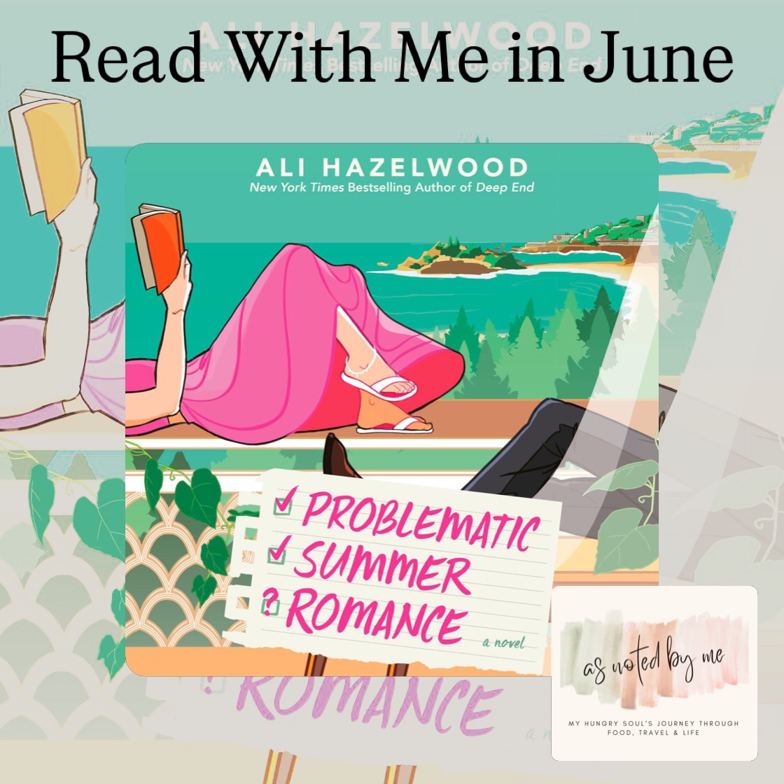 Read With Me in June :: Problematic Summer Romance by Ali Hazelwood
This was pure fun. Smart, sexy, and absolutely full of tension, Problematic Summer Romance is a love story that doesn’t shy away from complexity. Hazelwood balances spice with substance—and I adored the academic twist.
As Noted By Me:
As someone who loves a good enemies-to-lovers trope, this book checked all my boxes. But beyond that, it made me think about what it means to be worthy of love, even when we think we’re too messy for it.
Coming next month: Sunshine, nostalgia, and a second chance—let’s close summer with one golden story.
#asnotedbyme #readwithme #mylittlecornerofthelibrary #lifeasnoted