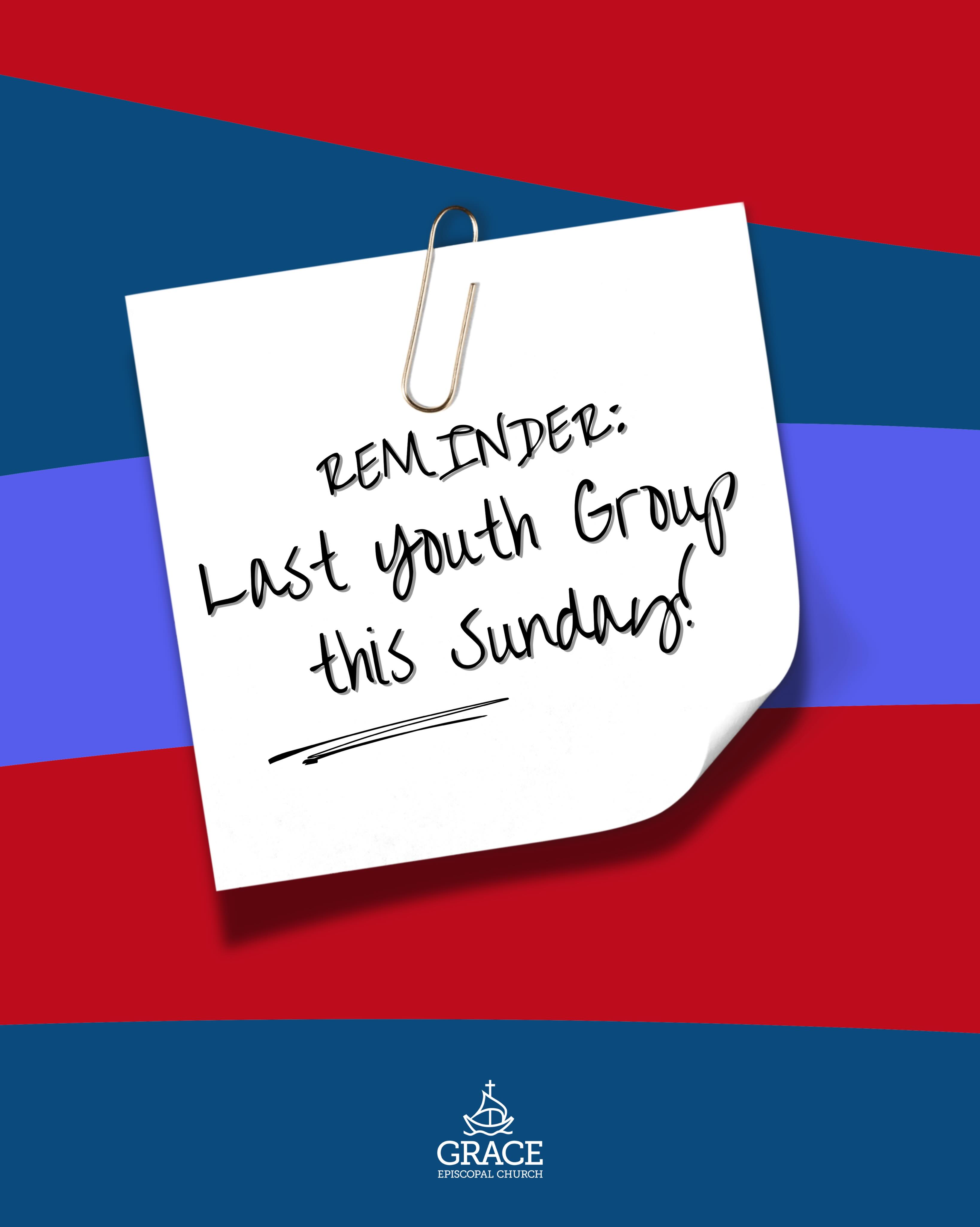 Tomorrow marks the last Youth Group gathering for the church program year! We will meet in the Undercroft and 12:00pm and enjoy a pizza and ice cream buffet, while celebrating the past year with a collaborative project together! 💙