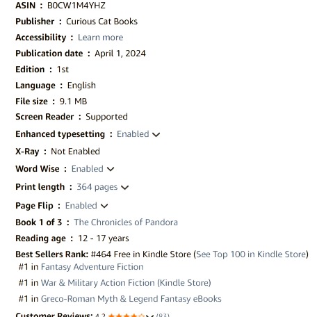 I can't BELIEVE these figures! 🤯 Thank you SO MUCH to everyone who has downloaded To See A World in the past 2 days during my free giveaway. Your support and interest has rocketed the e-book to number 1 in 3 categories on Amazon.com!! 🥳
I'm also lucky enough to sit at no.8 in the UK too! WOW!
I am SO GRATEFUL for my readers, always. 😍🥰😘
#yahighfantasy #fantasybookseries #firstinseries #freeebook #freebie #thankyou #fantasyadventure