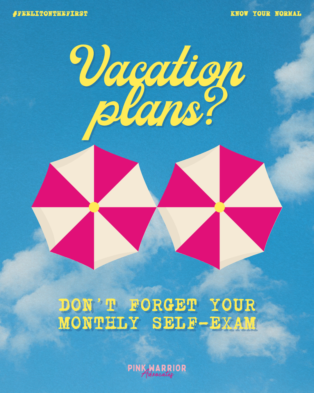 It's June 1st, which means it's time to #FeelItOnTheFirst. 👙
Between vacation plans, family activities, and summer fun, it's easy to let routines slip. But your monthly breast self-exam only takes a few minutes and could make a difference.
This summer, pack sunscreen, stay hydrated, and remember to check your breasts.
Know your normal. Notice changes. Talk to your healthcare provider if something doesn't feel right.
No summer break for self-care. 💗
#FeelItOnTheFirst #BreastSelfExam #BreastHealth #EarlyDetection #KnowYourNormal #FlockBreastCancer