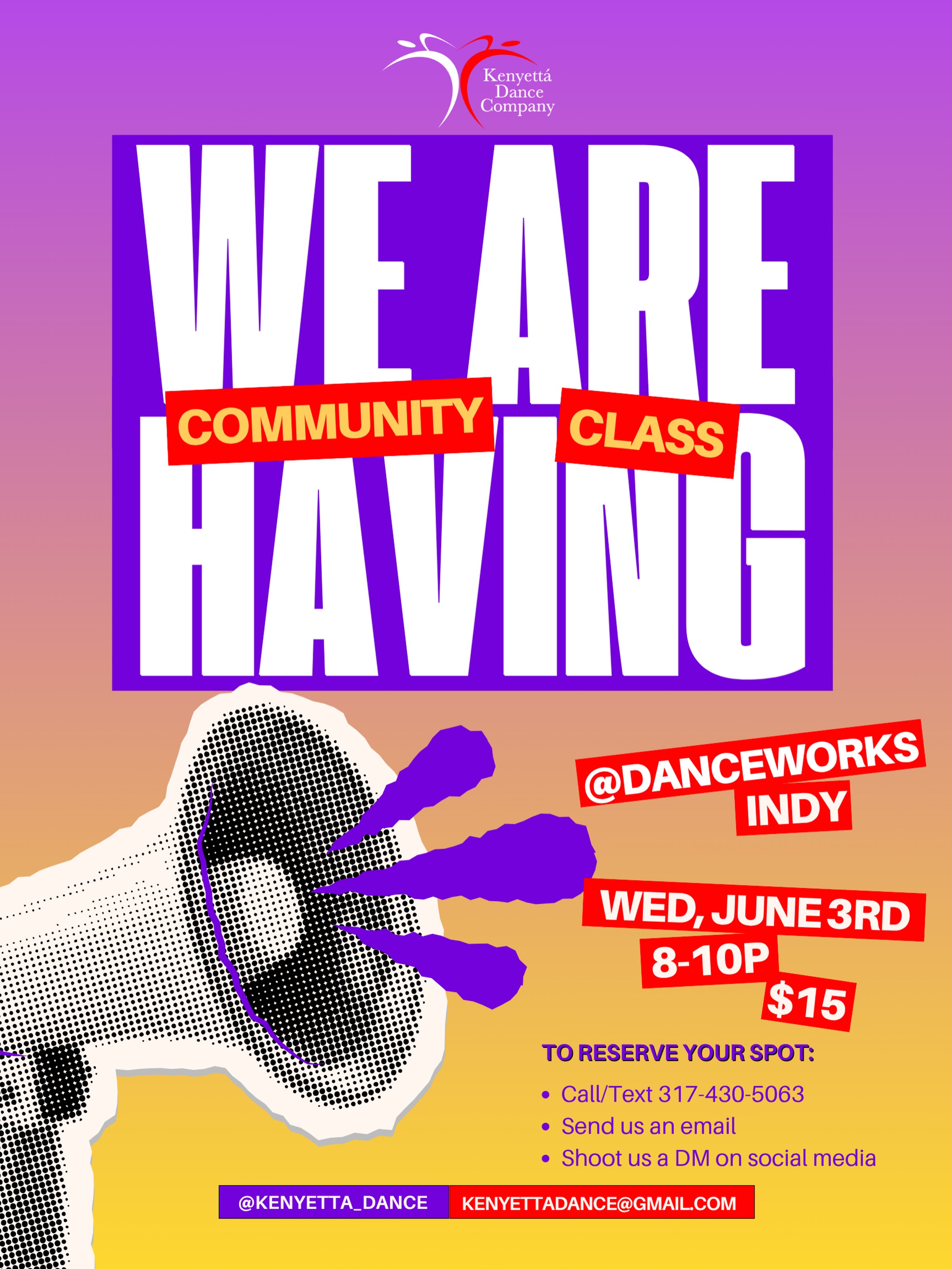 Move with us this Wednesday ✨
Join Kenyettá Dance Company for community class from 8-10p. This is an open space to train, explore, and challenge yourself through modern-based movement.
📍 DanceWorks Indy
💲 $15
Whether you’re looking to reconnect, grow, or simply dance, we’d love to have you in the room. Reserve your spot and come move with us. ♥️