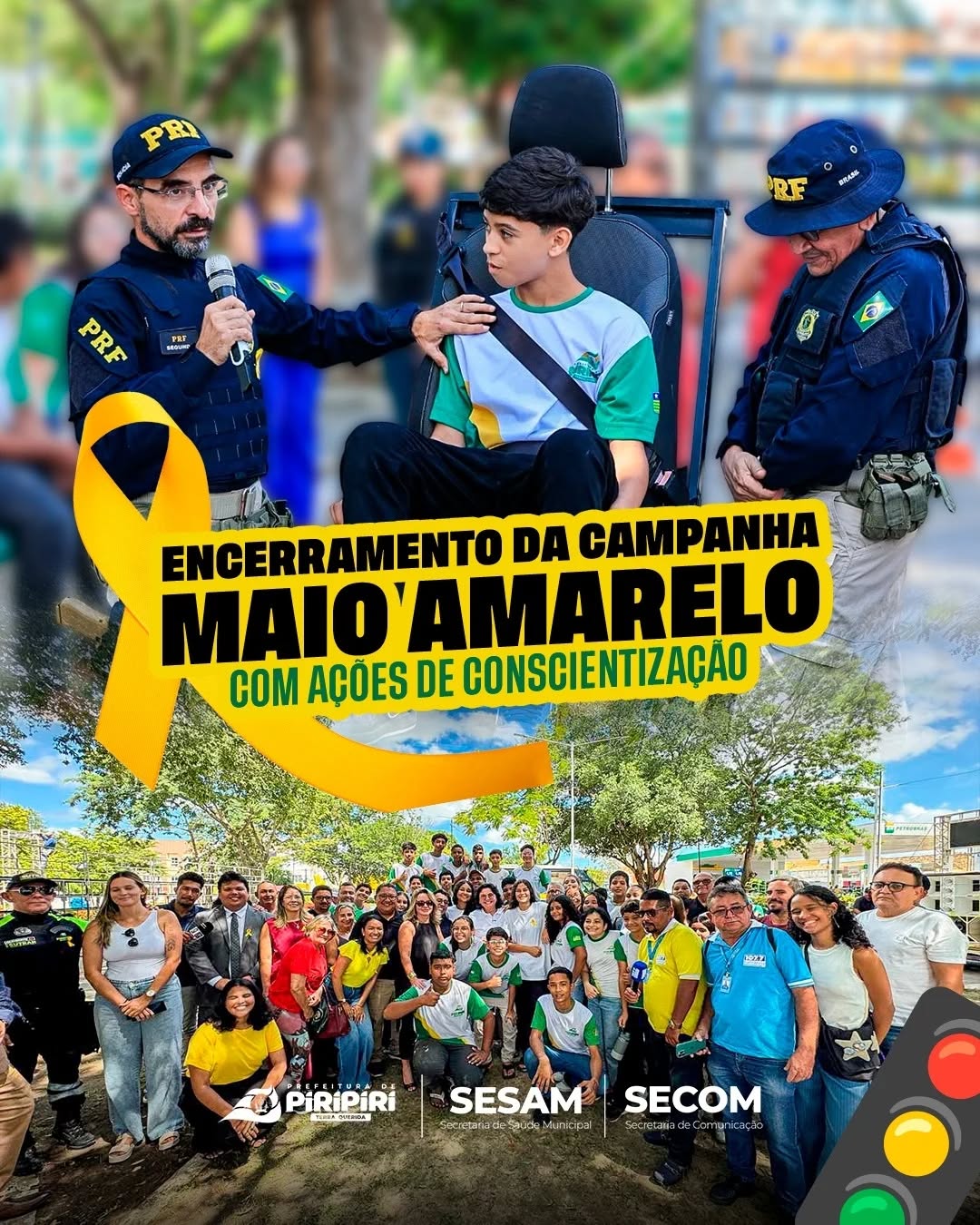 Prefeitura de Piripiri encerra campanha Maio Amarelo com ações de conscientização para um trânsito mais seguro
A Prefeitura de Piripiri, por meio da Secretaria Municipal de Saúde (SESAM), realizou nesta sexta-feira (29), na Praça da Bandeira, o encerramento da campanha Maio Amarelo, movimento nacional voltado à conscientização e à prevenção de acidentes de trânsito.
A programação reuniu autoridades, representantes de órgãos de trânsito, estudantes e a população em geral em atividades educativas voltadas à promoção da segurança viária e à construção de um trânsito mais responsável.
Durante o evento, a prefeita Jôve Oliveira Monteiro destacou a importância da mudança de comportamento de motoristas, motociclistas e pedestres, reforçando a necessidade do uso dos equipamentos de segurança.
“Juntos somos mais fortes. Nosso trânsito ainda enfrenta desafios e precisamos fazer a nossa parte, utilizando capacete, cinto de segurança e jamais dirigindo após consumir bebida alcoólica. Já realizamos diversas campanhas, inclusive com a entrega de capacetes, mas é fundamental que cada cidadão tenha consciência de sua responsabilidade. O Maio Amarelo é um momento de reflexão, mas a prevenção deve acontecer durante todo o ano”, afirmou.
O superintendente da SUTRAN, Jaime Melo, ressaltou que as ações educativas continuarão ao longo dos próximos meses e anunciou novas intervenções voltadas à segurança no trânsito.
“Intensificamos nossas ações durante este mês com um único objetivo: salvar vidas. A campanha se encerra oficialmente, mas o trabalho continua. Já na próxima segunda-feira iniciaremos a construção de uma rotatória nas proximidades do Hospital Chagas Rodrigues, uma medida importante para contribuir com a redução de acidentes”, destacou.
A coordenadora do Programa Vida no Trânsito (PVT), Mariana Sancho, também enfatizou o alcance das atividades desenvolvidas durante a campanha.
“Encerramos hoje um mês de intenso trabalho voltado à prevenção de acidentes, com palestras nas escolas, ações educativas e atividades de conscientização que buscaram estimular uma convivência mais segura e respeitosa no trânsito”, comentou.
