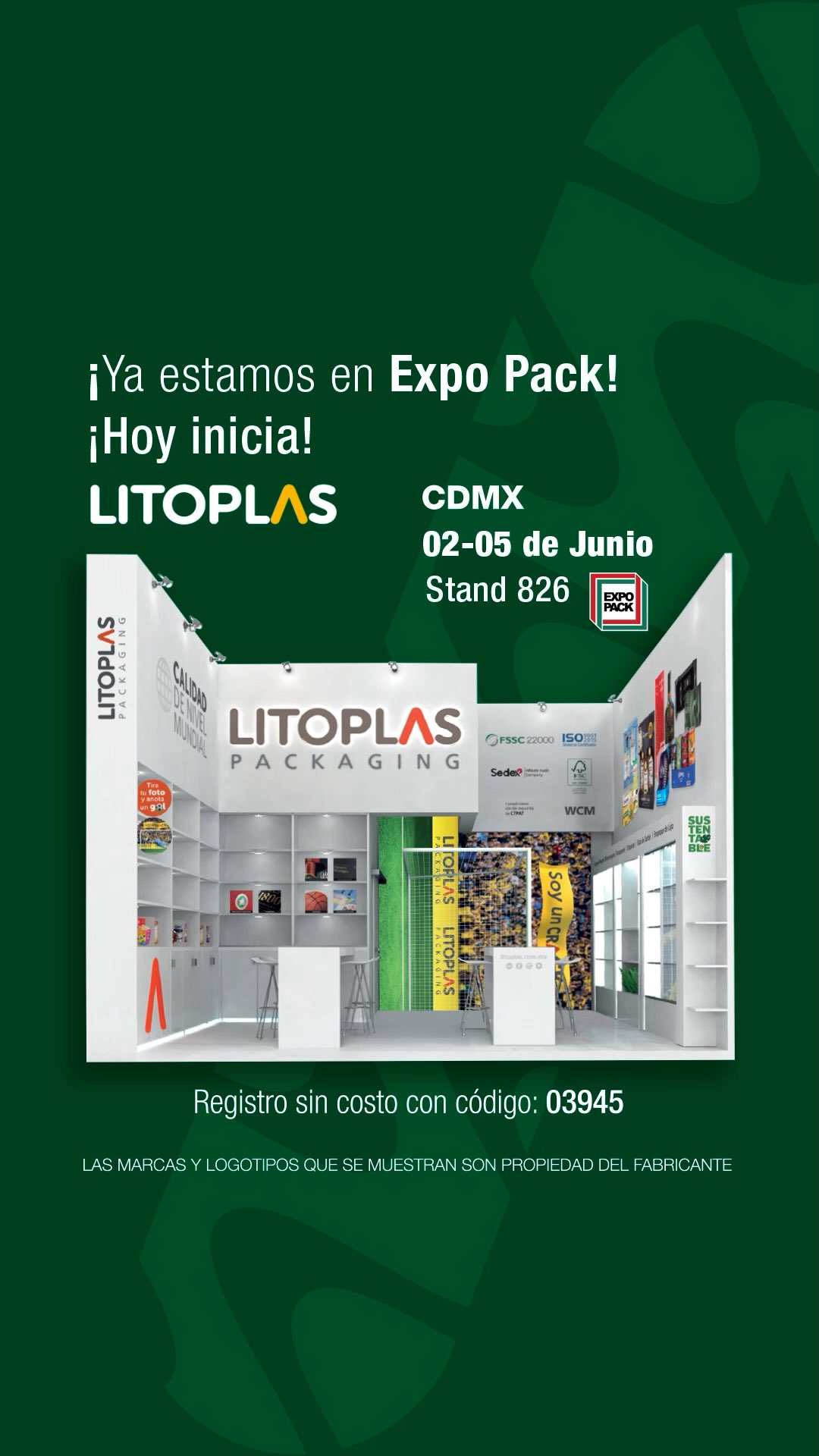 ¡Las puertas están abiertas! Hoy inicia Expo Pack México en CDMX. Te esperamos del 02 al 05 de junio en el Stand 826 para descubrir de primera mano toda la innovación y evolución tecnológica de nuestros empaques.
Registro GRATIS (Código: 03945): https://www.xpressreg.net/register/pack0626/start.asp?sc=03945
#Litoplas #ExpoPack2026 #InnovacionEnEmpaques #Packaging #B2B