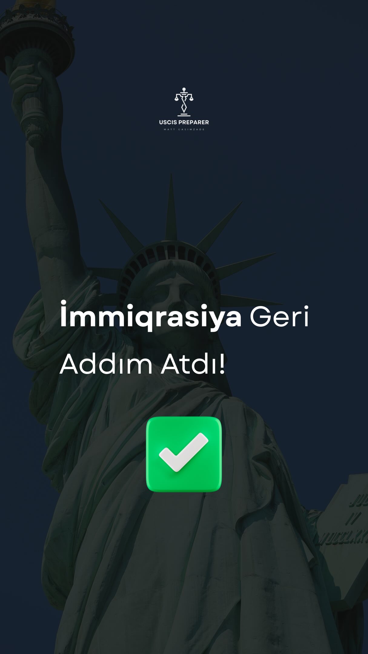 USCIS geri addım atdı! DHS bildirir ki, insanların əksəriyyəti green card almaq üçün ABŞ-ı tərk etməli olmayacaq.
Adjustment of status ləğv olunmayıb, amma bəzi case-lər daha ciddi yoxlanıla bilər. Panikaya düşməyin və hüquqi məsləhət almadan səyahət etməyin.
Bu hüquqi məsləhət deyil. Hər case ayrıdır.
#GreenCard #USCIS #DHS #AdjustmentOfStatus #ImmigrationUpdate
USCIS backtracked! DHS now says most immigrants will not need to leave the U.S. to get their green cards.
Adjustment of status is not canceled, but some cases may face more scrutiny. Do not panic or travel without legal advice.
This is not legal advice. Every case is different.
GreenCard USCIS DHS AdjustmentOfStatus ImmigrationUpdate
