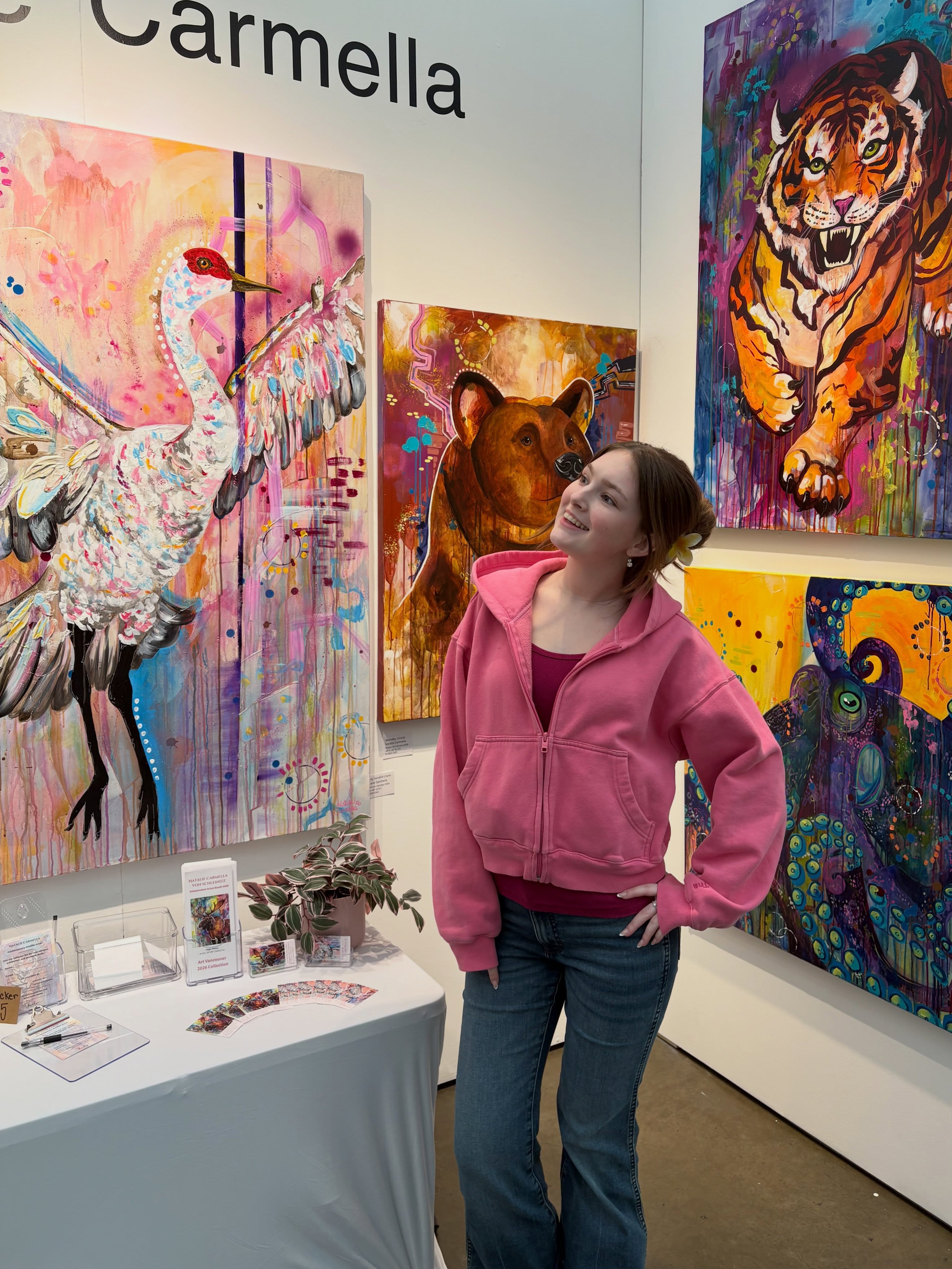 Welcome to my 2026 @artvancouver booth 608😊🎨
Featuring my 7 new paintings!!🌷
ALSO available on my website👉 NatalieCarmella.com (link in bio)
So excited to share this new experience with yall! This is my first time in Vancouver… 👀
The sights are beautiful and the traffic is CRAZY💗
-
#wildlifeartist #animalpainting #artexhibition #abstractacrylicpainting #artistsofinstagram