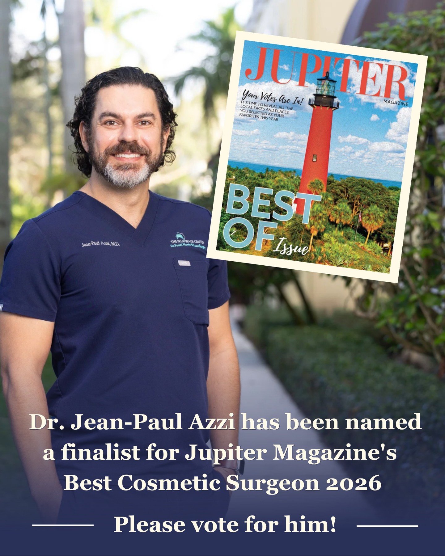 Please vote! 👉 Link in bio. Dr. Jean-Paul Azzi has been nominated as a finalist for Jupiter Magazine's Best Cosmetic Surgeon and we need your vote in the final round! 🙏
It only takes a minute and you do NOT need to vote in every category.
Vote here ➡️ jupitermag.com/bestof2026
Thank you so much!!