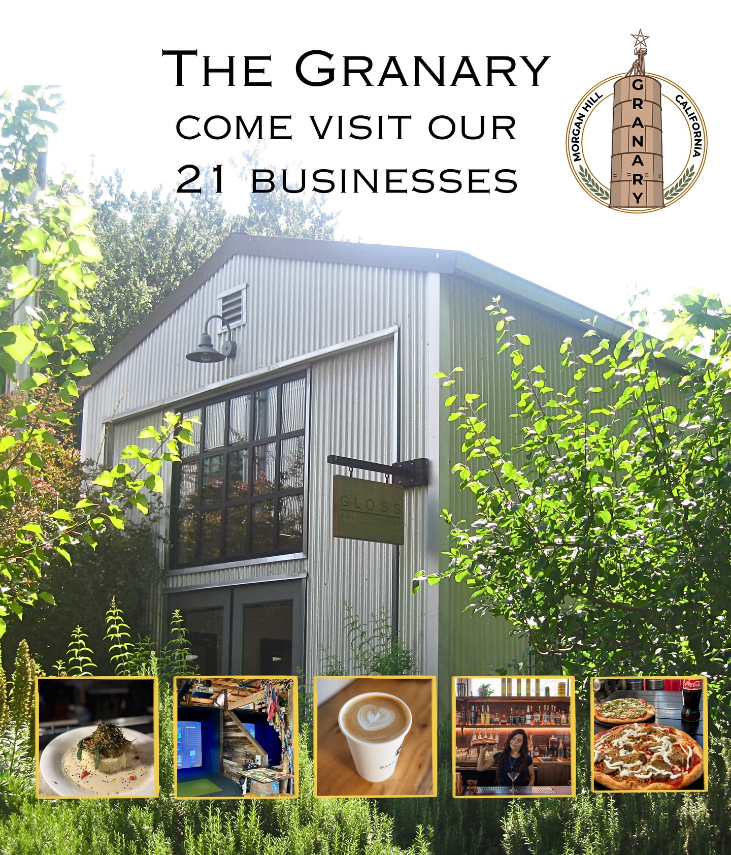 Discover all that The Granary has to offer! 🌾✨
We are home to 21 unique businesses. The Granary is your destination for local dining, shopping, wellness, and more. Come explore, support local, and experience one of Morgan Hill’s most historically agricultural spaces. 🌿
- @visitmorganhillca @destination_downtown_mh @mhcoc