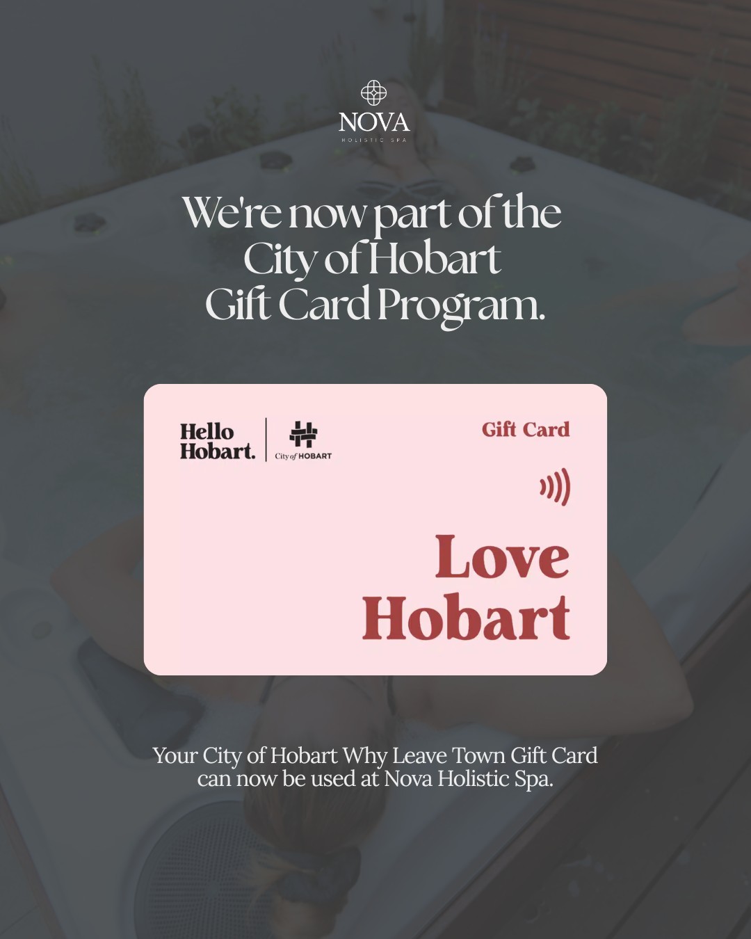 We're excited to announce that Nova Holistic Spa is now participating in the City of Hobart Why Leave Town Gift Card Program ✨
Why Leave Town was created to encourage Australians to shop local and support the businesses that make their communities unique. Every time a City of Hobart gift card is purchased and redeemed, those funds stay within participating local businesses, helping strengthen our local economy.
If you've received a City of Hobart Why Leave Town Gift Card, you can now use it at Nova Holistic Spa on treatments, Therapeutic Bathhouse experiences and wellness services.
It's a simple initiative with a powerful impact. Supporting local businesses, local jobs and local wellbeing.
Looking for a thoughtful gift for someone hard to buy for? A City of Hobart gift card gives them the flexibility to enjoy experiences across a range of participating Hobart businesses, including Nova.
Thank you for supporting local ✨
#novaholisticspa #cityofhobart #supportlocal #shoplocalhobart #hobartbusiness #hobartspa